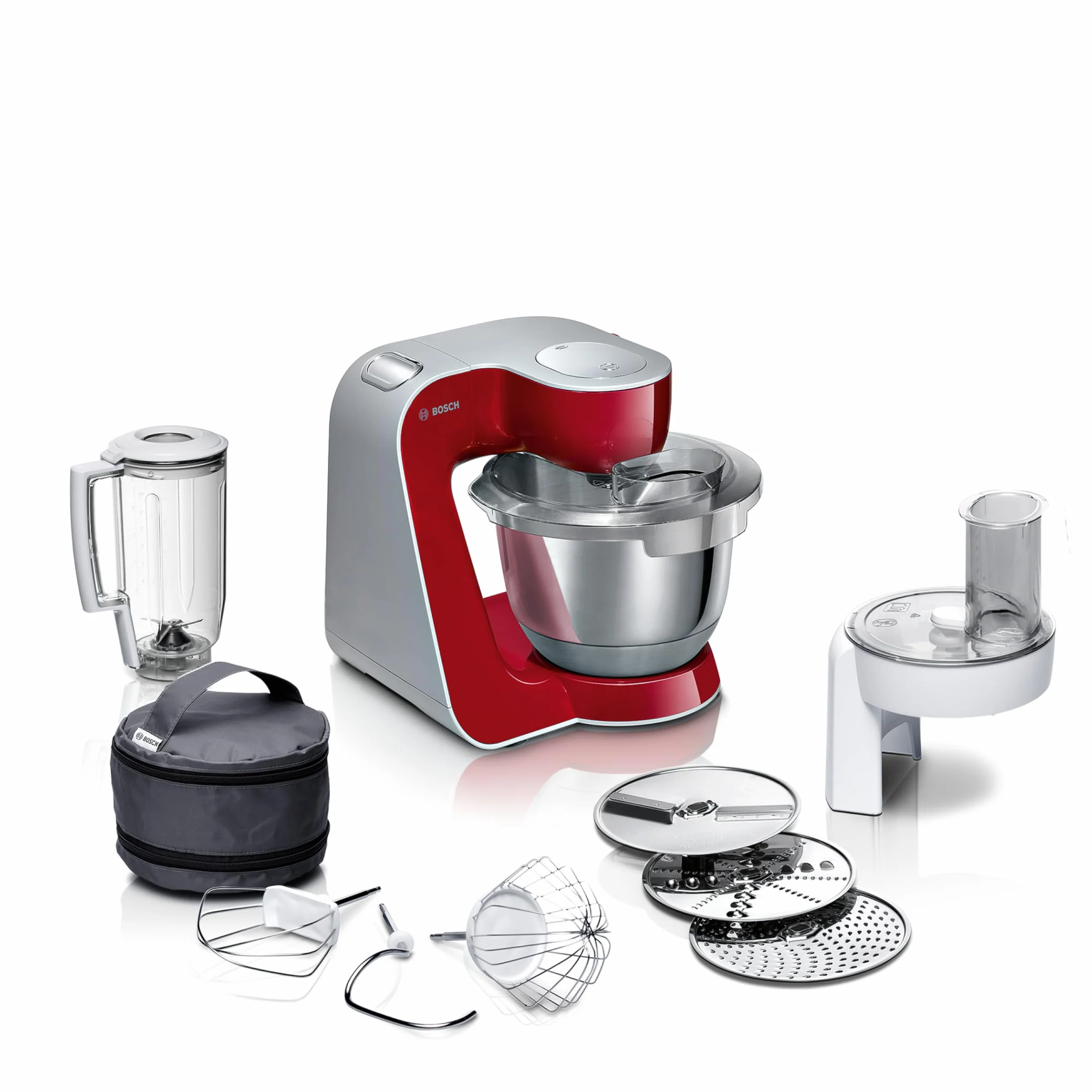 Bosch - Robot de cocina, potencia de 1000 W, 7 velocidades + función Pulse, color rojo, MUM58720