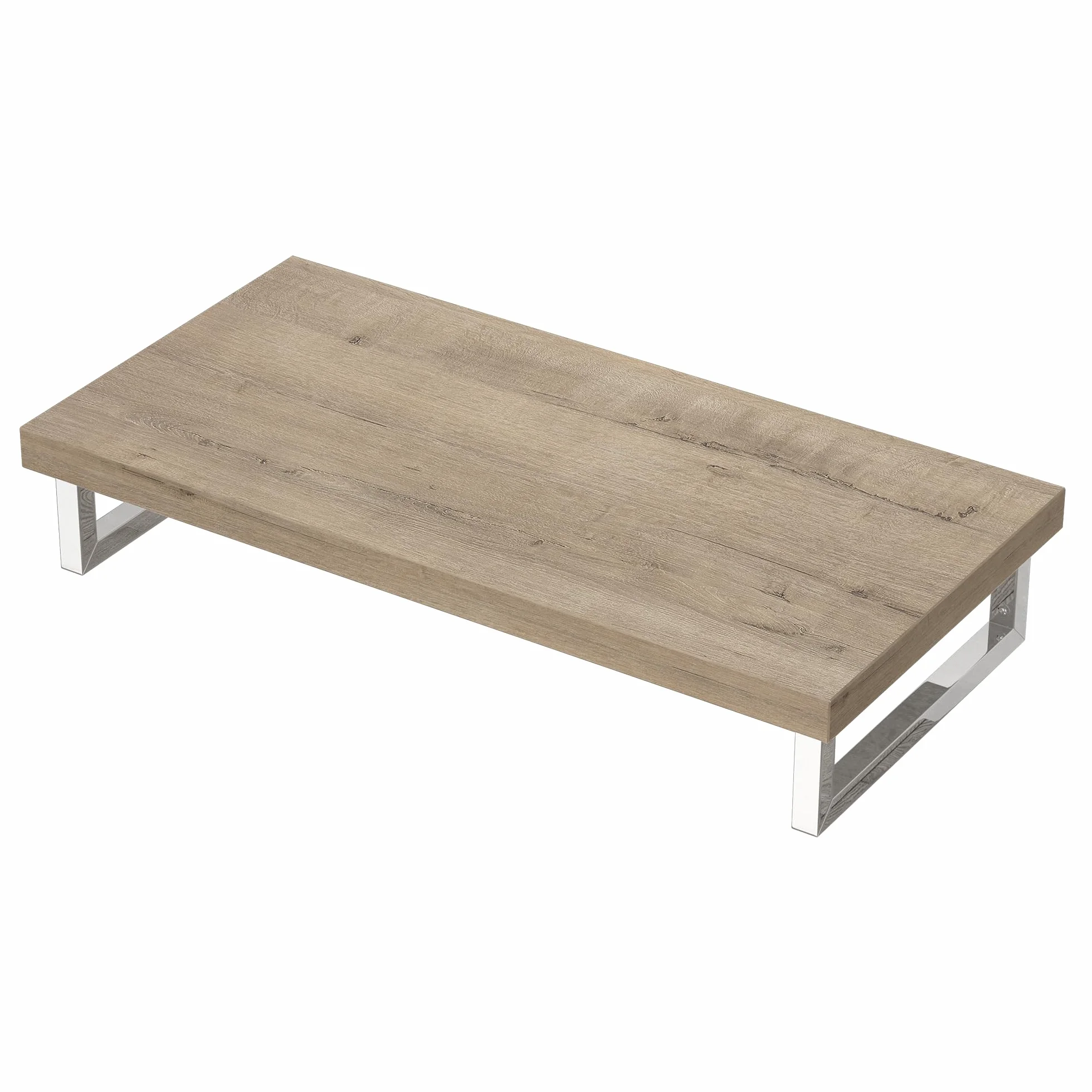 Mai & Mai Encimera de Madera Maciza para Lavabo 100x50 cm – Roble Claro, con Soporte de Acero Inoxidable, Estante de Pared para Baño, Platte04