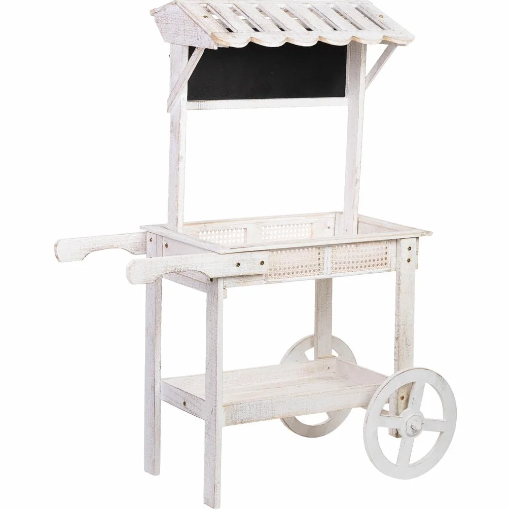 WANDERLUST DECO Carro expositor-estantería de madera 90x44x125h cm