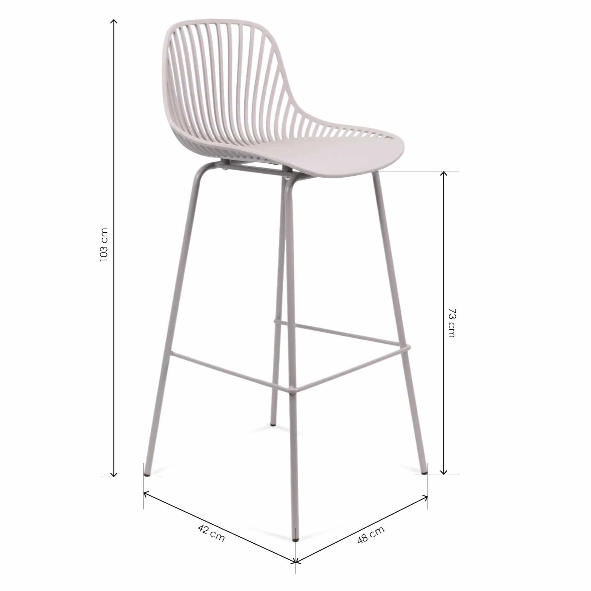 Taburete Alto Polipropileno Metal 103 cm 48 cm French Taupe