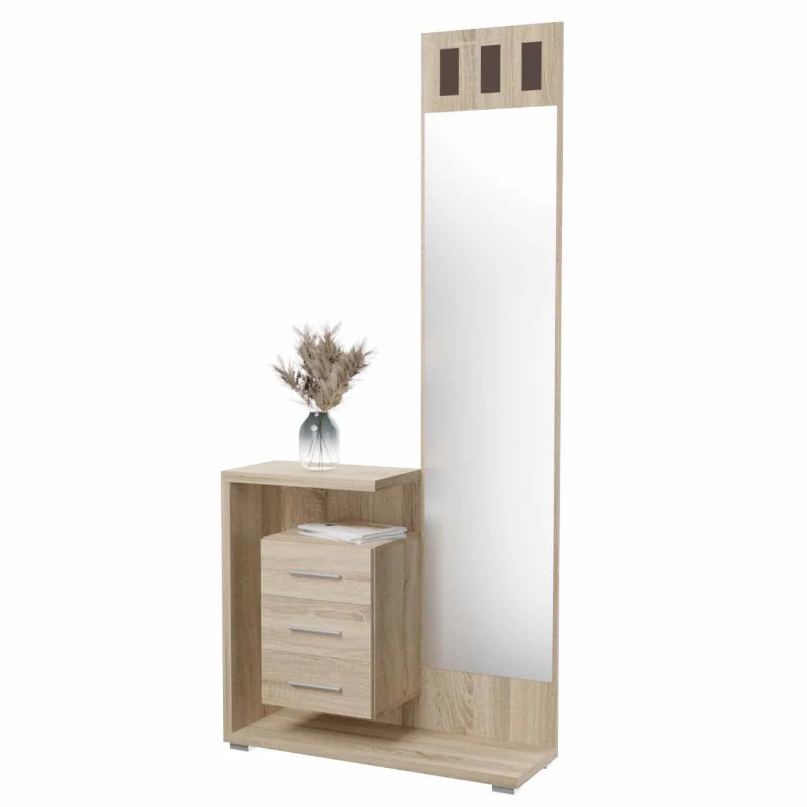 Somnia - Mueble Recibidor Vertical, Modelo Celine, Práctico y Funcional, Color Cambria, Medidas: 85 cm Largo x 28 cm Fondo x 190 cm Alto