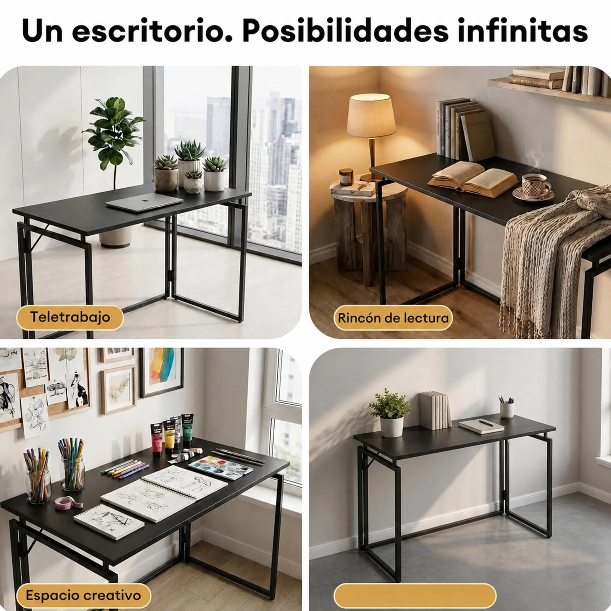MUSSO F5 Escritorio Plegable 80 x 40 cm sin Montaje | 80 x 40 cm; diseño plegable; sin montaje; escritorio compacto; uso en casa u oficina