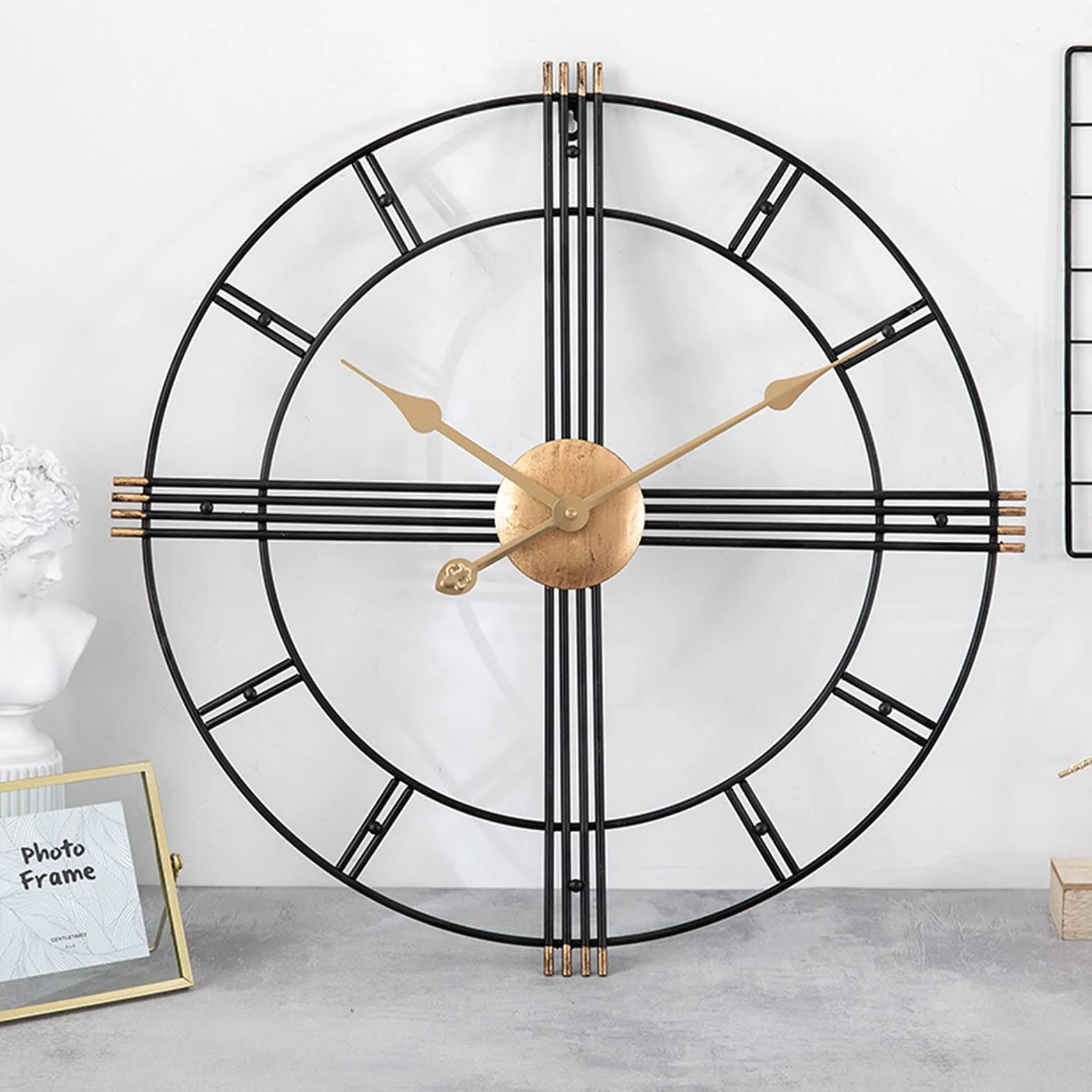 Reloj de Pared para Sala de Estar, Reloj de Pared Grande de Metal 3D Retro, Reloj Decorativo de Arte de Pared silencioso Que no Hace tictac, Reloj de Pared de Estilo Industrial par