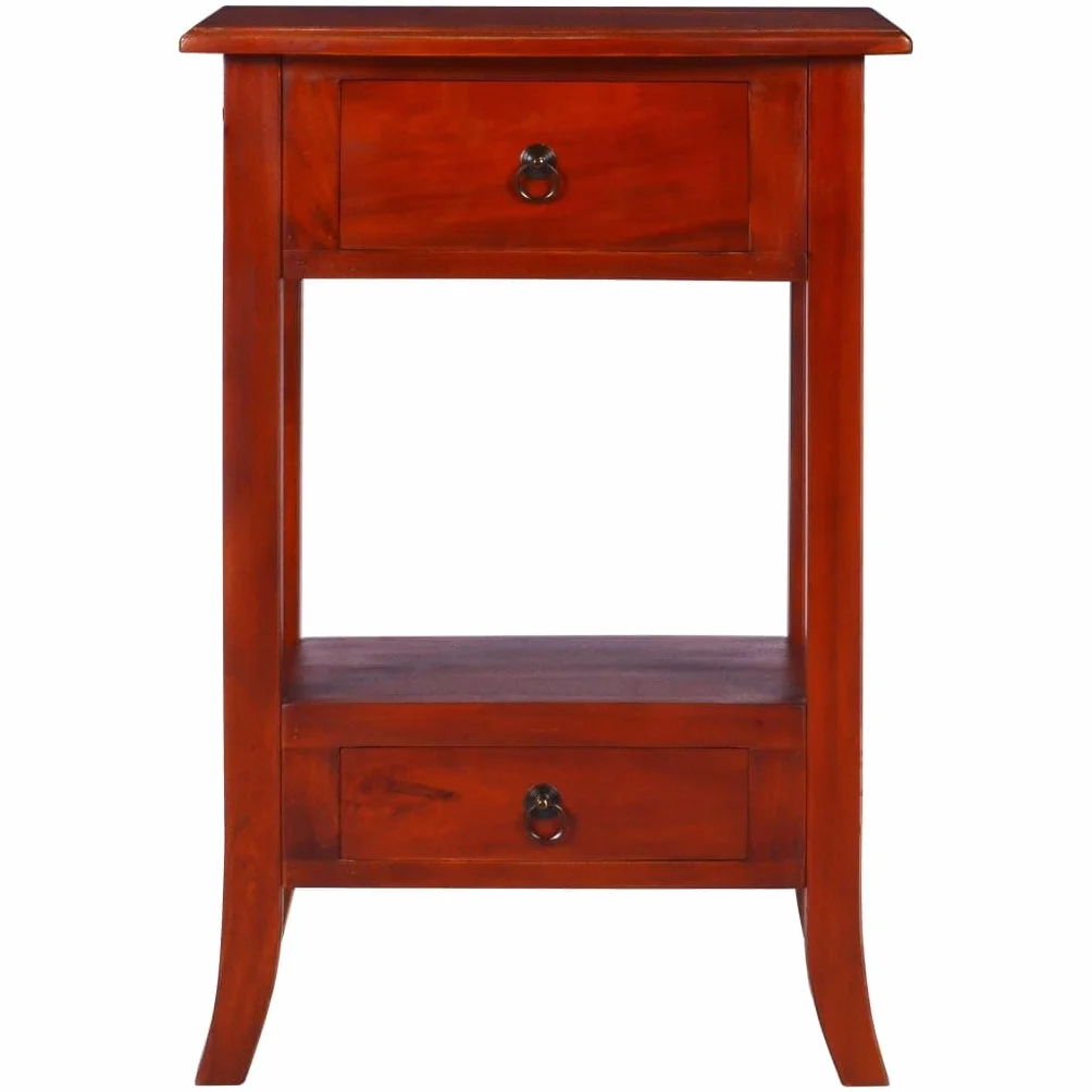 vidaXL Mesa consola clásica, para decoración de salón, mesa auxiliar, mueble móvil, mesita de noche, color marrón, madera maciza de caoba