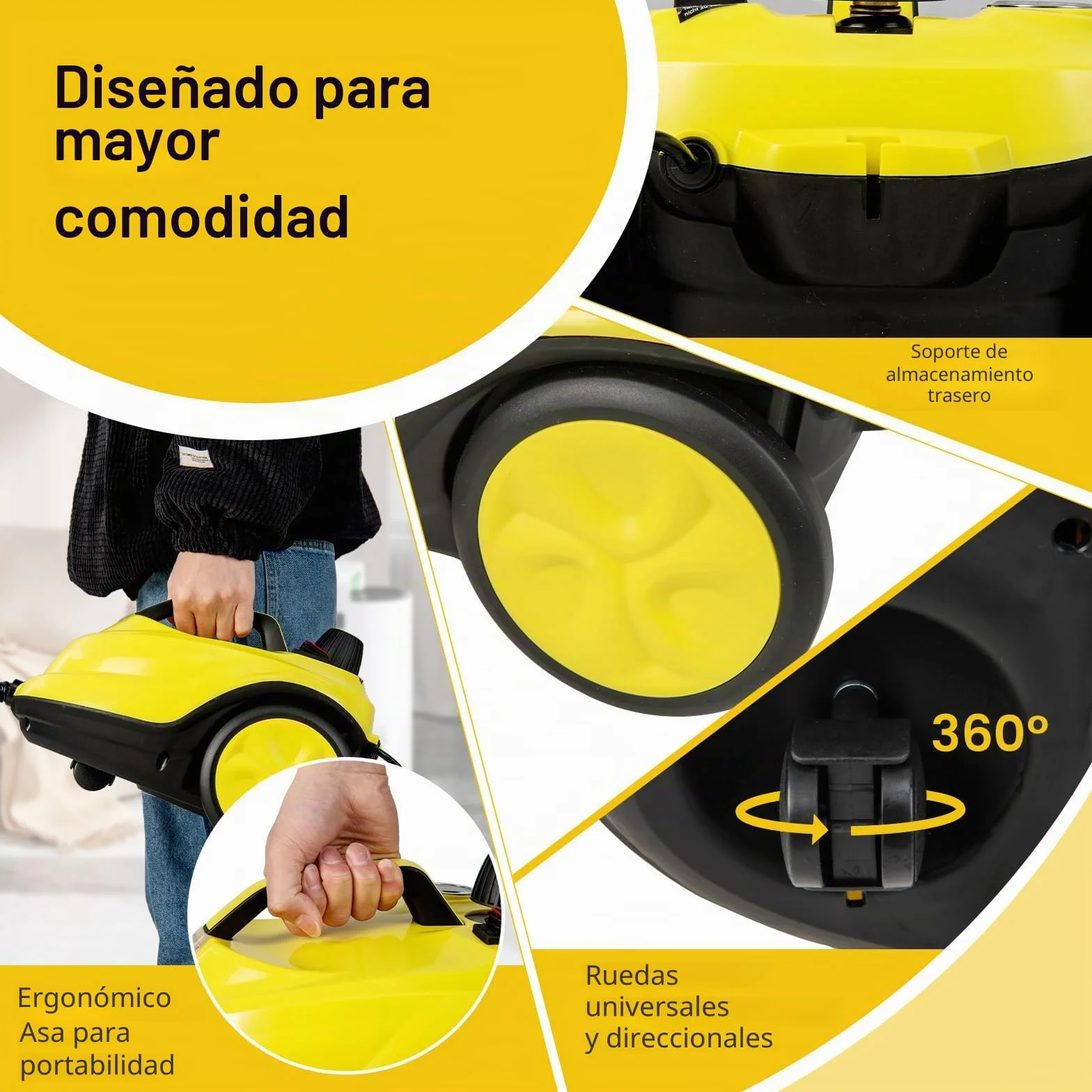 RELAX4LIFE Limpiador a vapor, Presión de vapor: 5 bar, Potencia: 2000 W, Superficie de limpieza: 108 m², Capacidad del tanque: 1,8 L, Tiempo de calentamiento: 8 min., con juego de limpieza para suelos