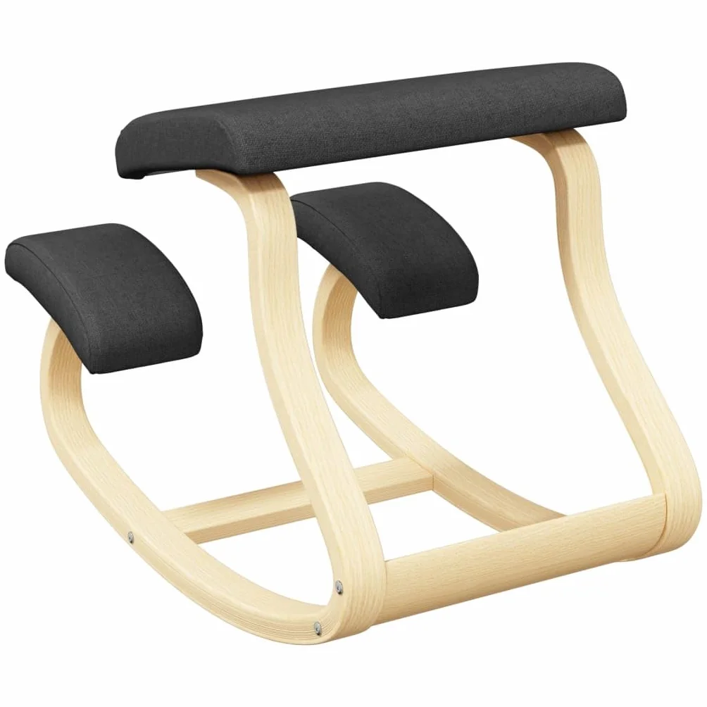vidaXL Taburete de Rodillas, Silla Ergonómica para Rodillas, Mecedora Acolchada, Silla para Dormitorio Oficina, Madera Contrachapada de Abedul Negro