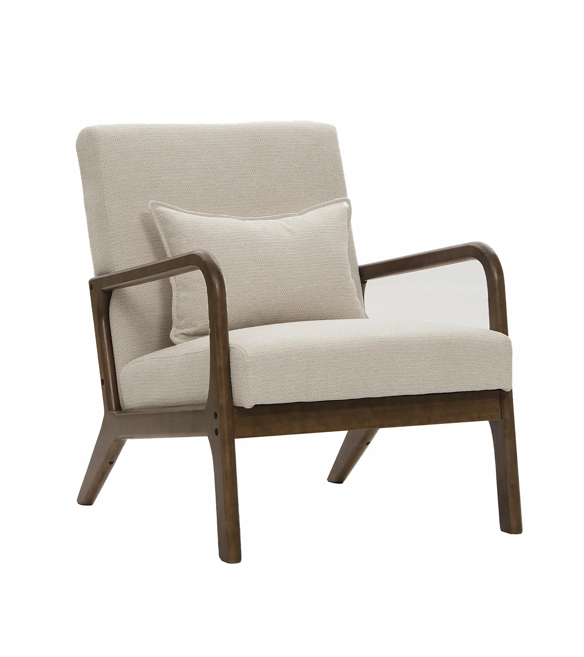 SWEET SOFA® - Butaca nórdica de Madera Maciza Nicole, tapizada Antimanchas, con cojín Incluido. 78x75x65cm (Beige)