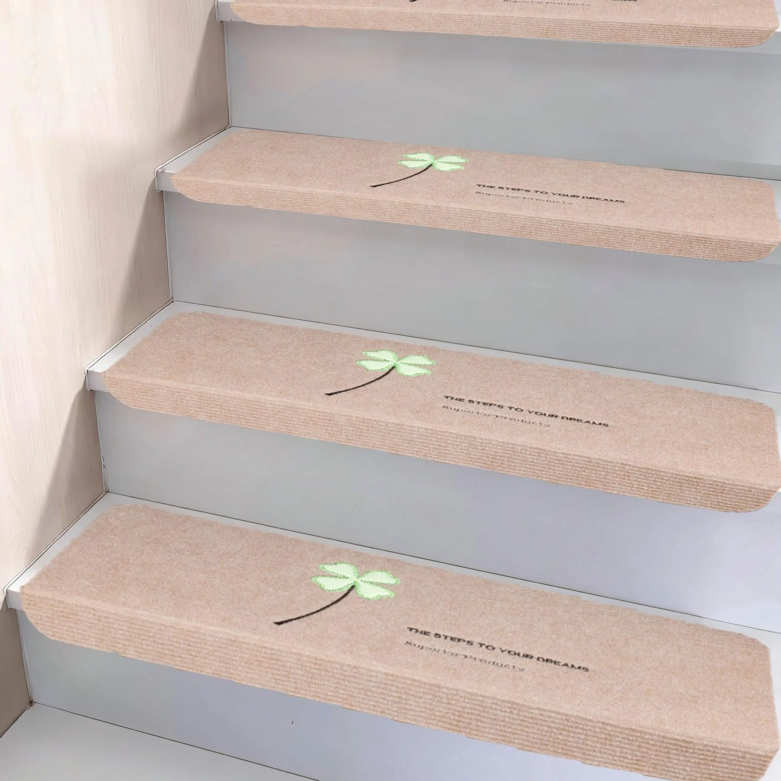 15Pcs Alfombra Antideslizante para escaleras 22 * 55cm, Escalera Alfombra Luminosa para escalones de Madera Alfombra Interior alfombras de Escalera Alfombrillas con Respaldo de Goma,Lavable (Mise)