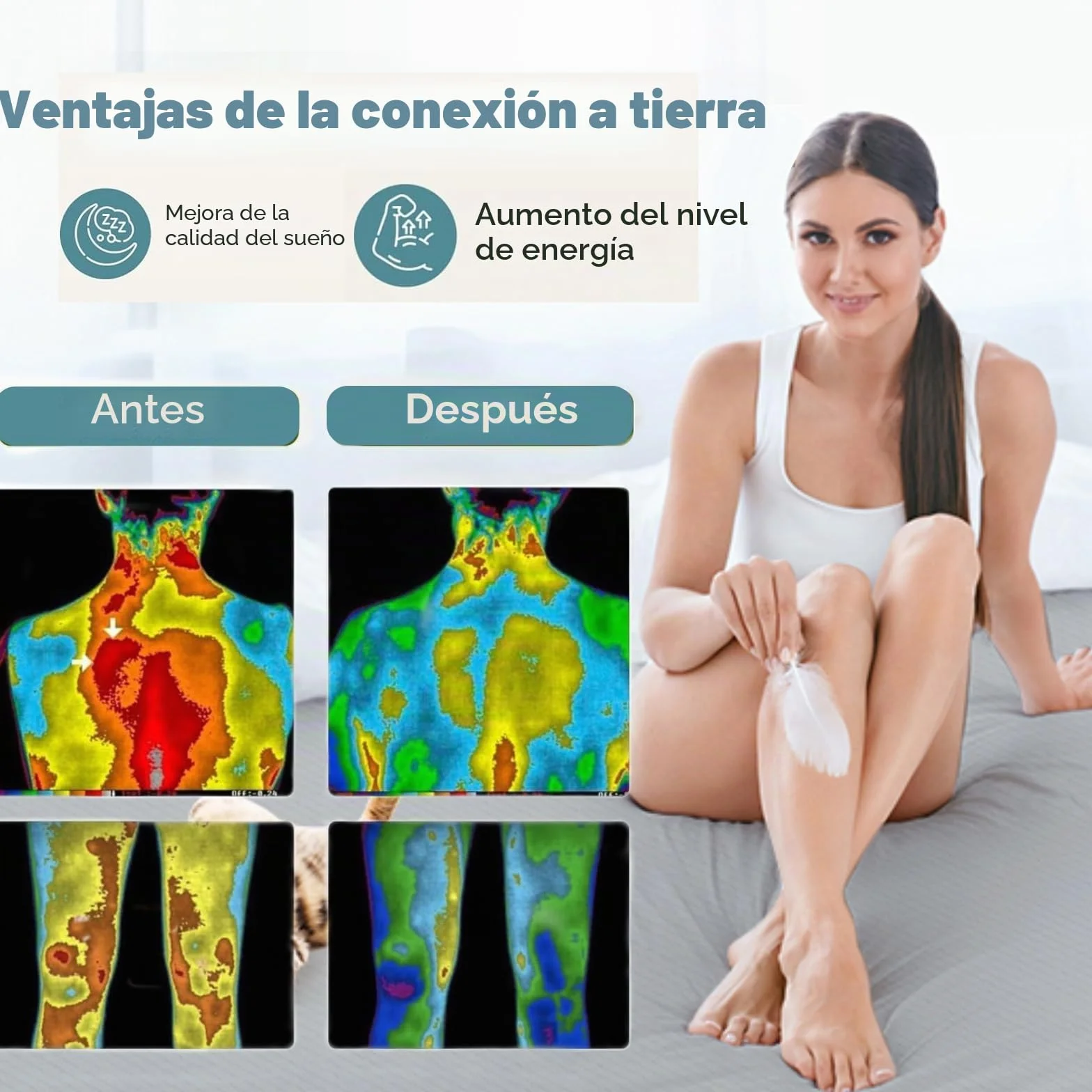 RIQINXIN Esterilla de Tierra Con Cable de Conexión, 150 x 200 cm, Transpirable, Fibra de Plata, Toalla Para la Salud, Producto de Puesta a Tierra Para Mejor Sueño, Beige