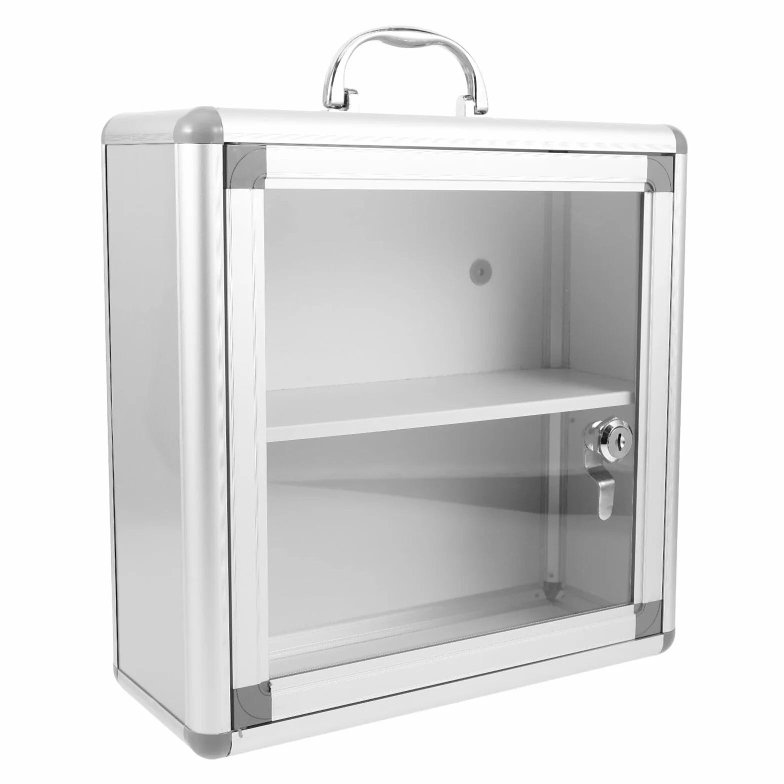 iplusmile Botiquín de Pared de Metal Plata Doble Compartimento | Organización Sencilla, Uso Amplio, para Espacios Públicos y Hogares, Aleación y Acrílico