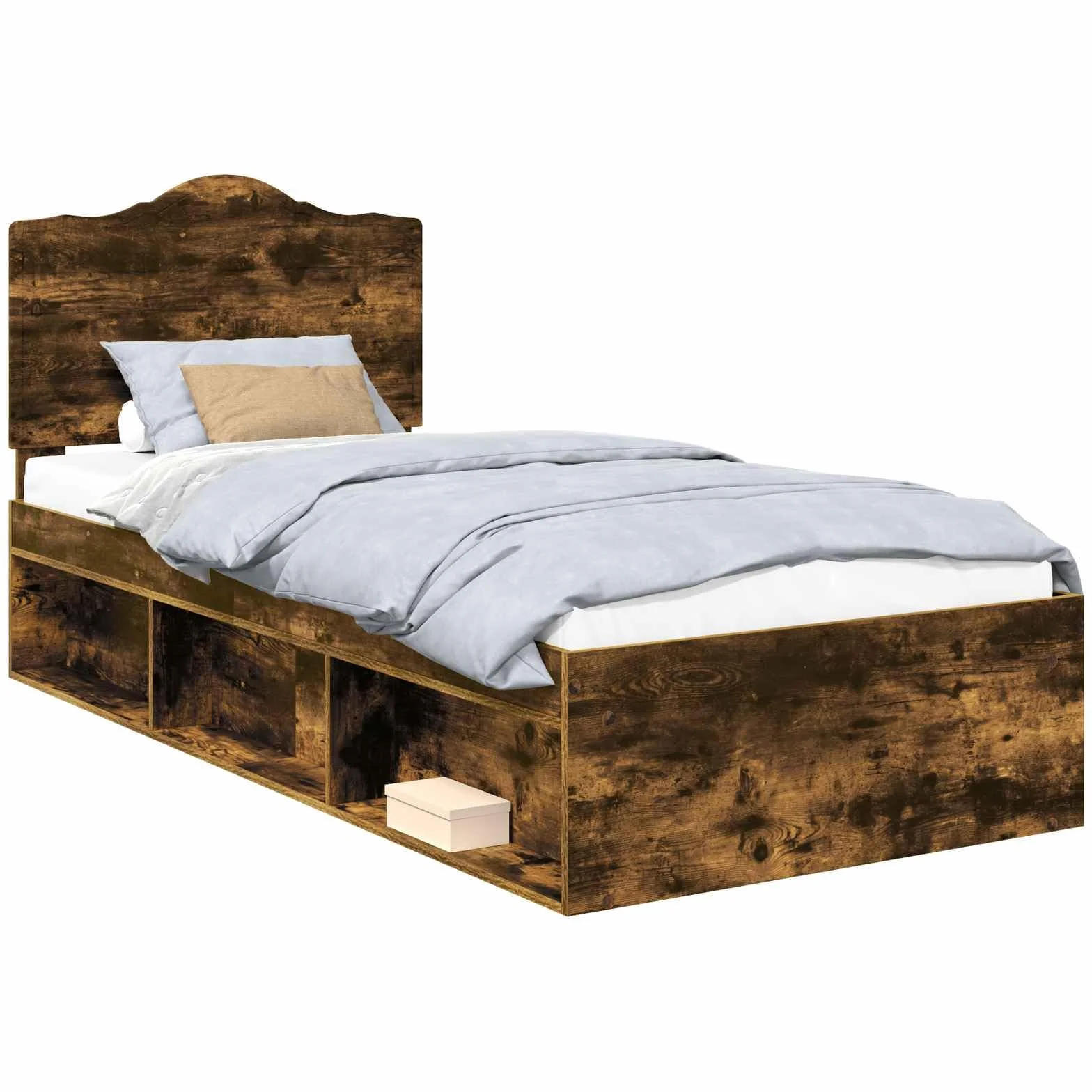 vidaXL Estructura de Cama con cabecera Roble Ahumado 90 x 190 cm