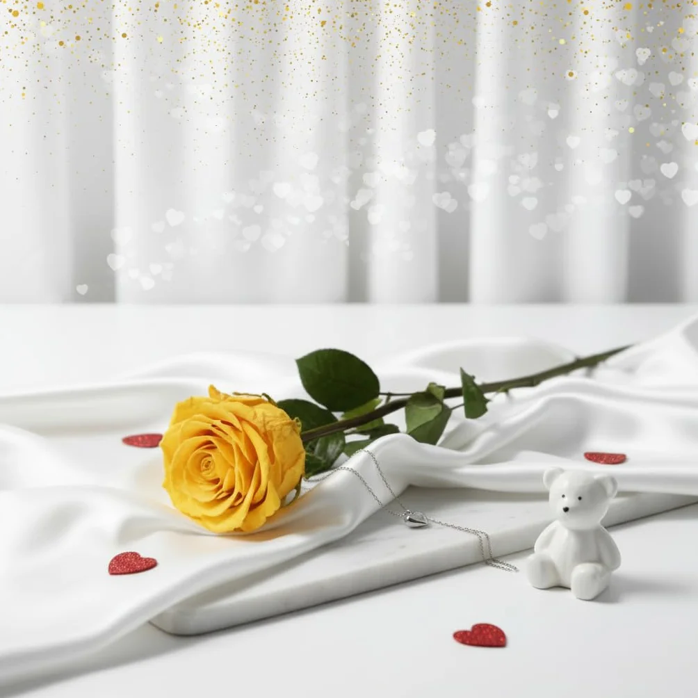 MUNTRADE 1 Rosa Preservada Natural Amarilla Eterna Detalle Romántico Decoración