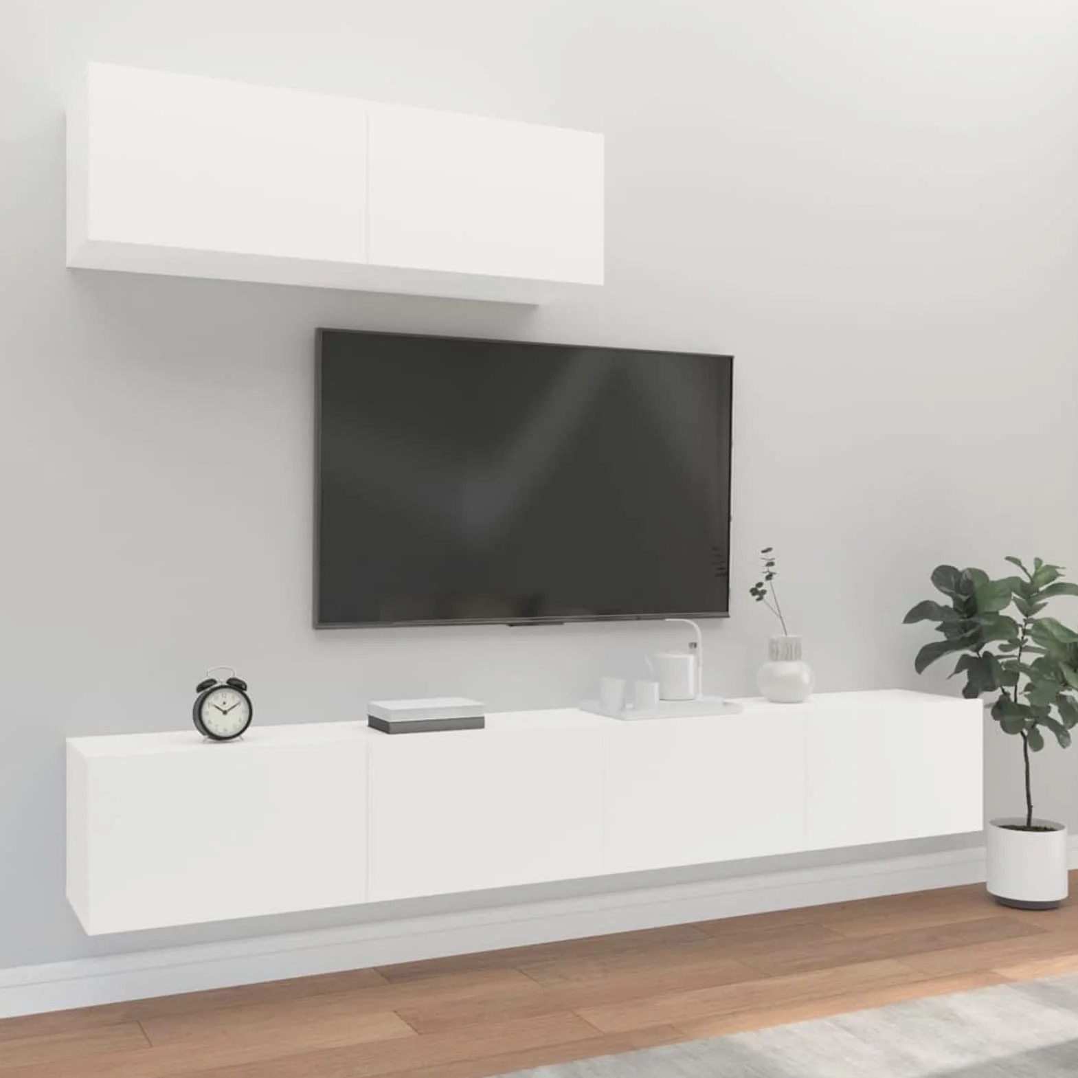 Festnight Muebles de Salón Moderno 3 pzas Mueble salón Modular Conjunto Completo Mueble TV Mueble de Pared para TV Mesa de TV Colgante Mueble de TV Flotante Blanco