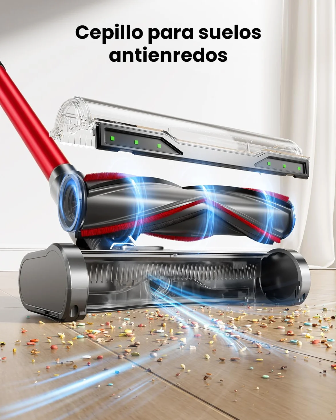 Aspiradora sin Cable 55Kpa 650W 70Mins 1.8L Filtración 8 Etapas Autoportante para Pelo de Mascotas