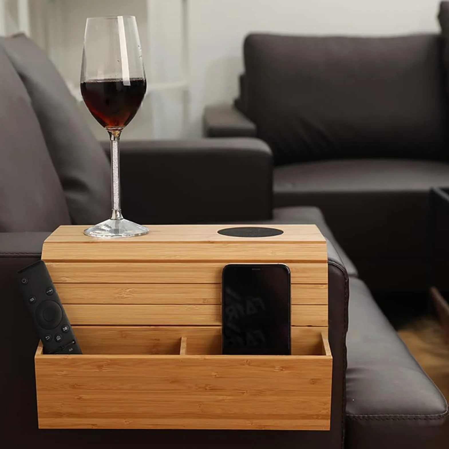 Mesa con reposabrazos para sofá, mesa plegable duradera para aperitivos y bebidas, para sala de estar, ideal para bebidas, aperitivos y comodidad