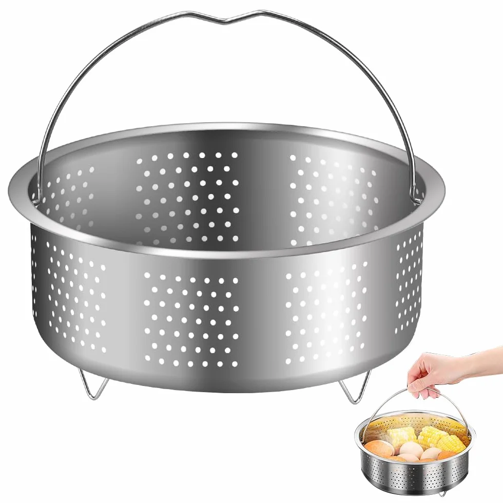 Cesta para cocinar al vapor de acero inoxidable 304, 20 cm, multifuncional
