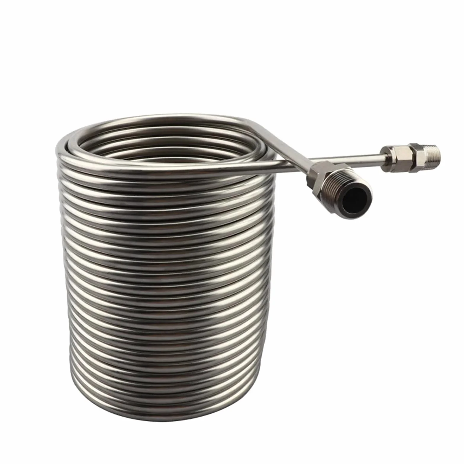 Serpentín intercambiador de Calor de Acero Inoxidable, Enfriador de Mosto por inmersión, serpentín de Tubo Espiral con Puertos de 1/2" y 3/8", Enfriador de Cerveza y Vino Múltiples Aplicaciones