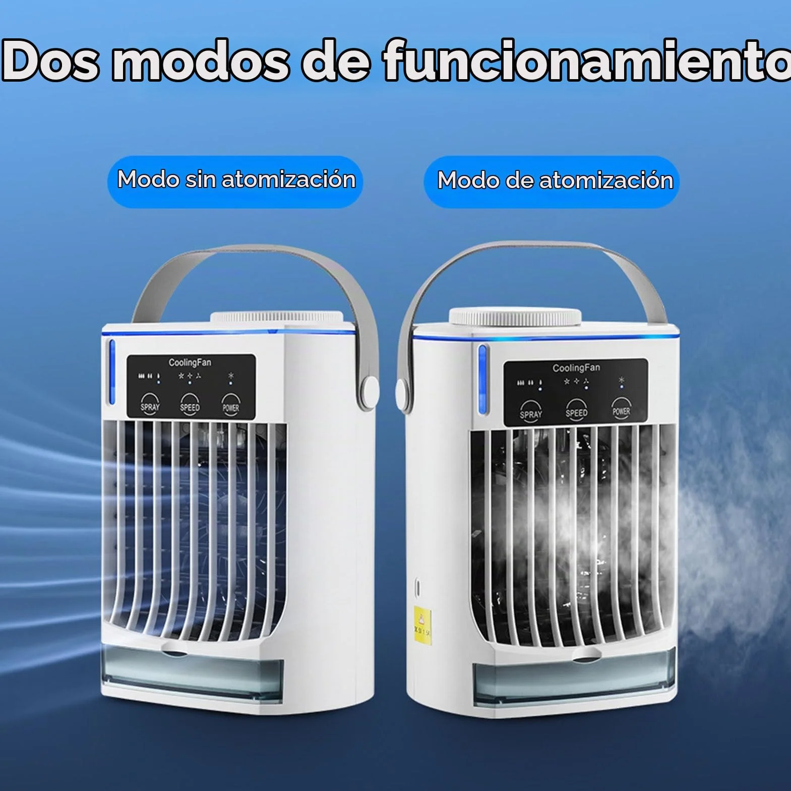 Irfora Aire Acondicionado Portátil, Enfriador de Aire Evaporativo USB Personal, Ventilador de Refrigeración Ajustable para el Hogar, Oficina, Camping con Tanque 500ml