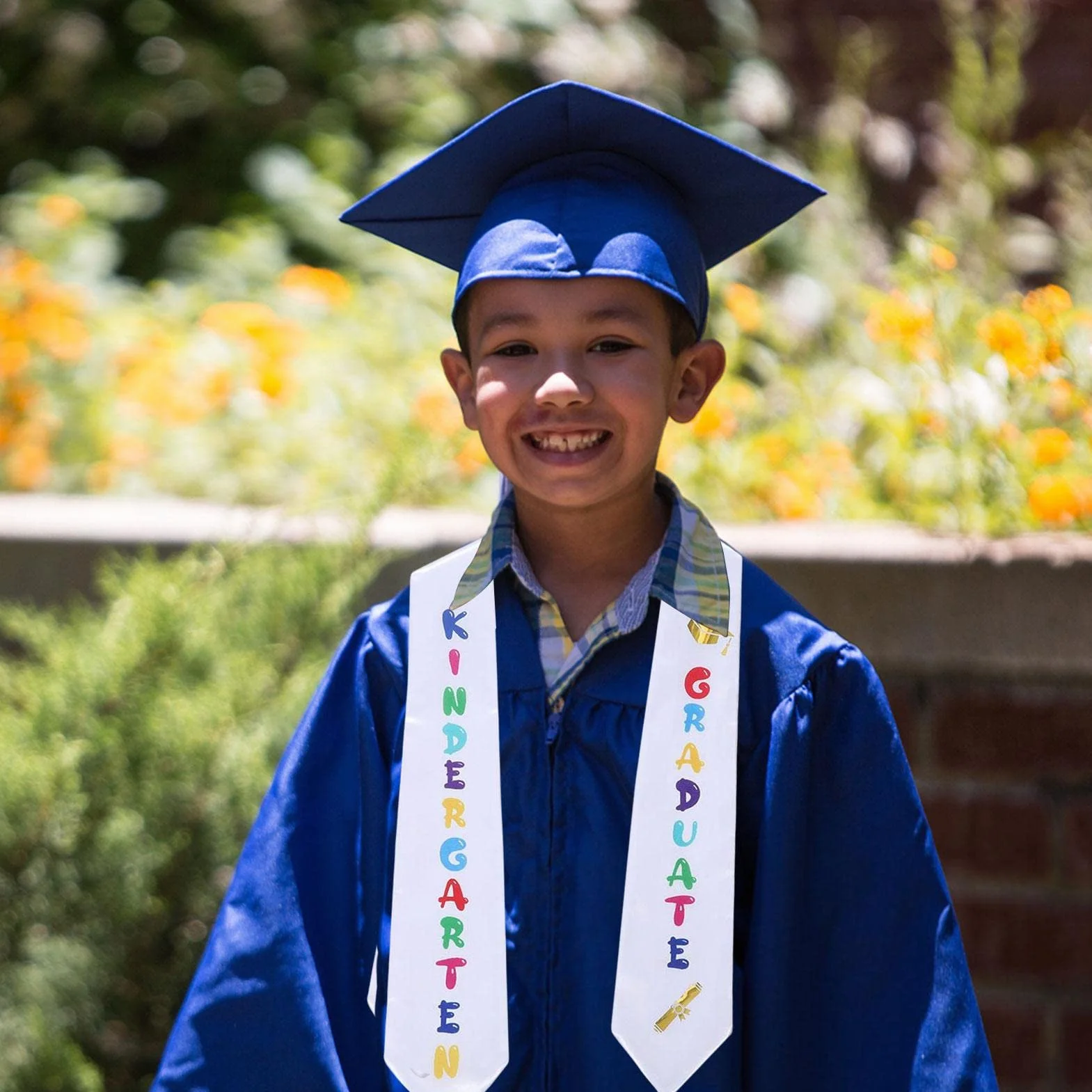 Estola de graduación 2023 de satén estampado para preescolar y jardín de infantes