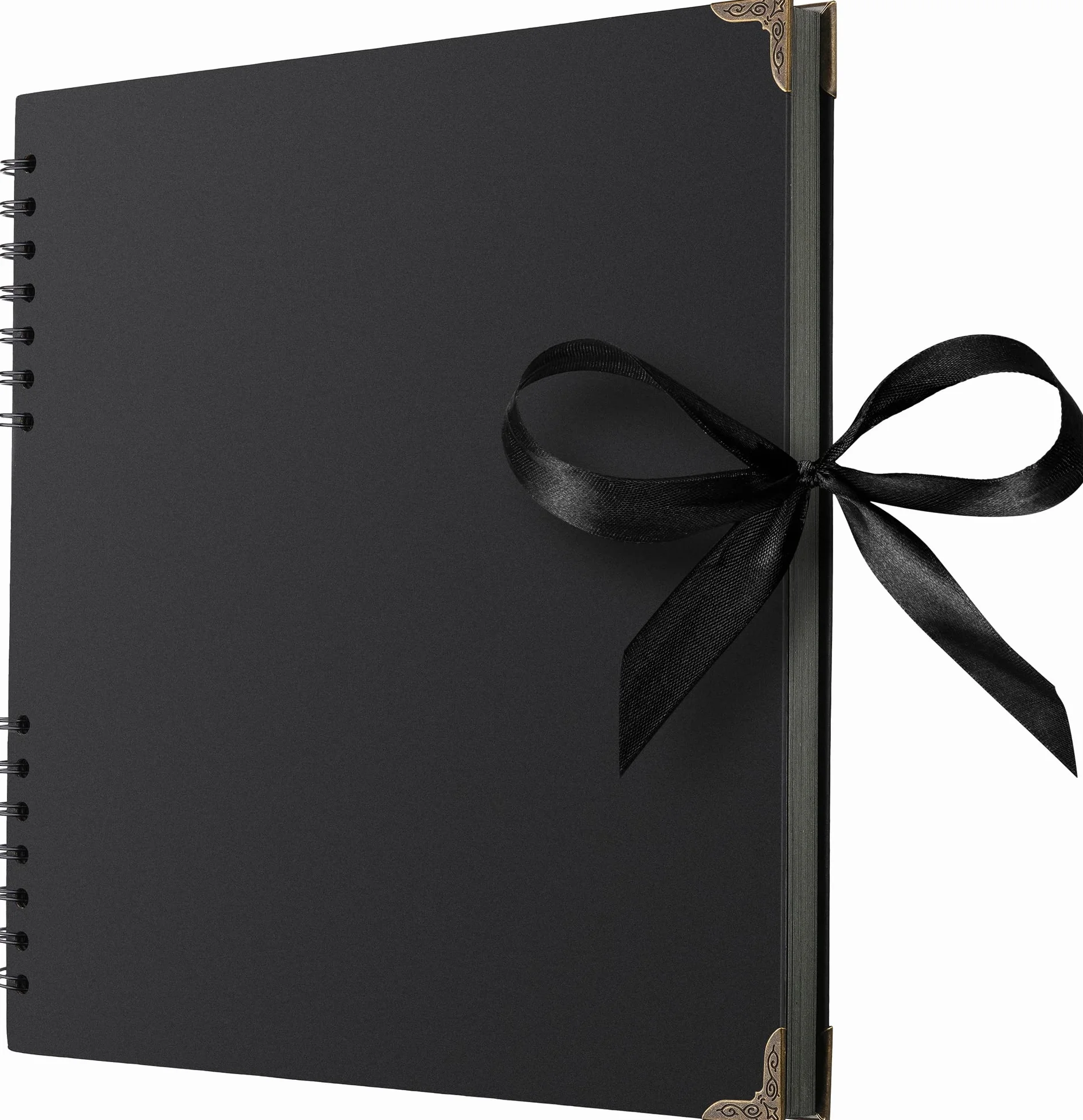 Bstorify - Álbum de fotos grande negro cuadrado de 80 páginas (28 x 28 cm) papel kraft grueso, libro de recuerdos, cierre de cinta, ideal para tus proyectos de álbumes de recortes, arte y manualidades
