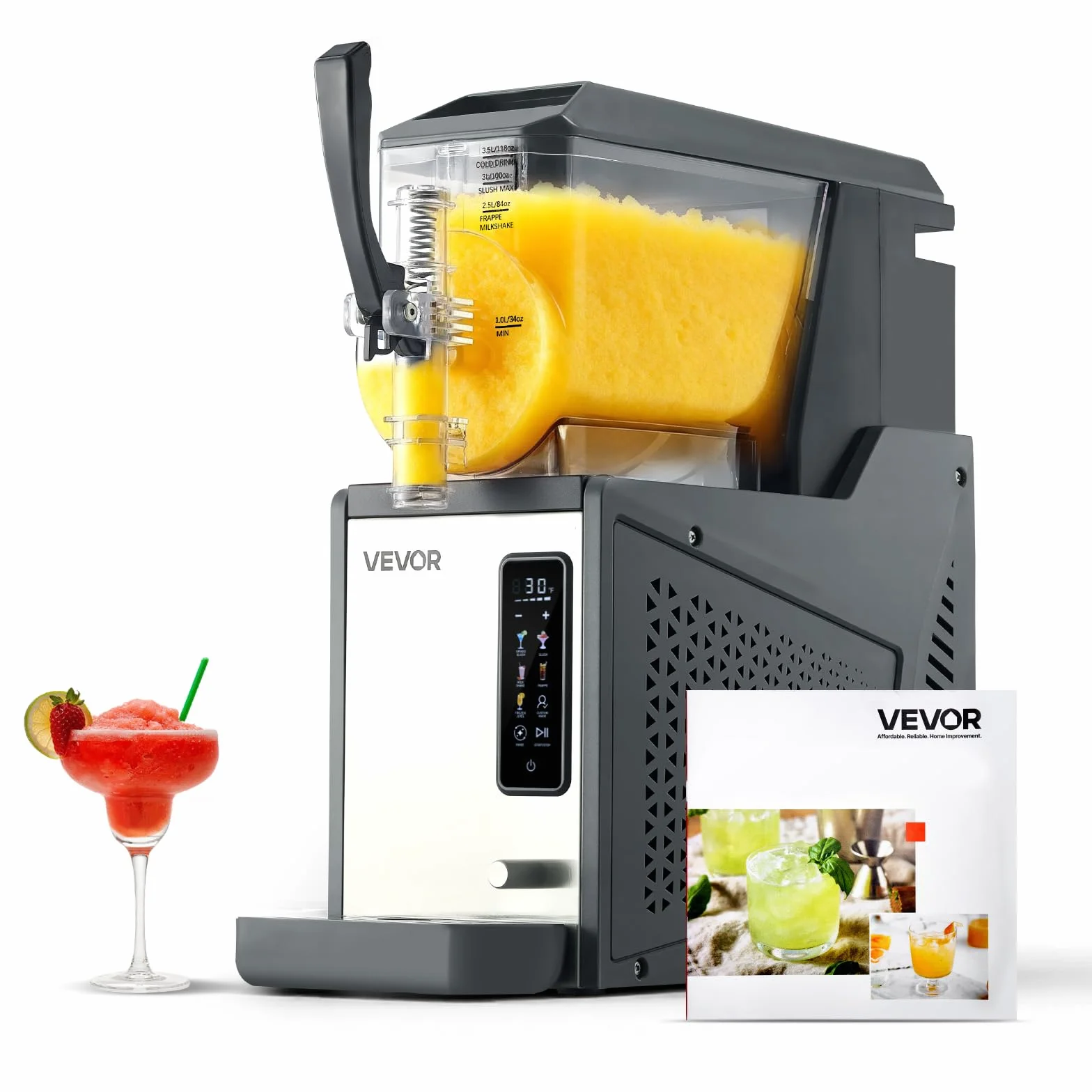 VEVOR Máquina para Hacer Granizados con Un Tanque de 4 L, Máquina de Granizado de Hielo para Hogar, sin Necesidad de Hielo, 5 Programas Preestablecidos, para Hacer Margaritas, Frappés, Batidos
