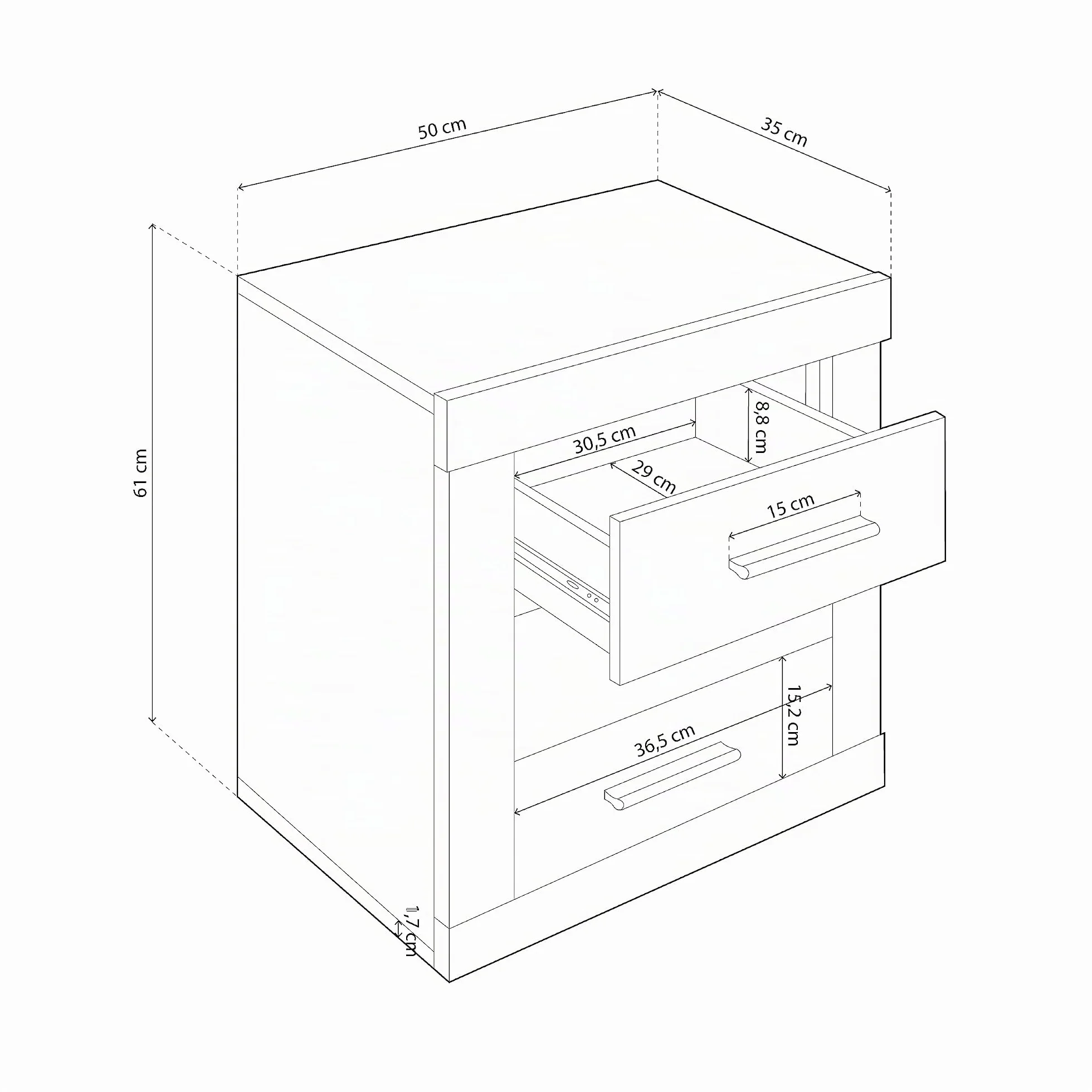 duehome | Mesita de Noche, Mesilla de Dormitorio, Modelo Kira, Acabado en Color Tofe y Textil, Medidas: 50 cm (Largo) x 34,6 cm (Fondo) x 60 cm (Alto)