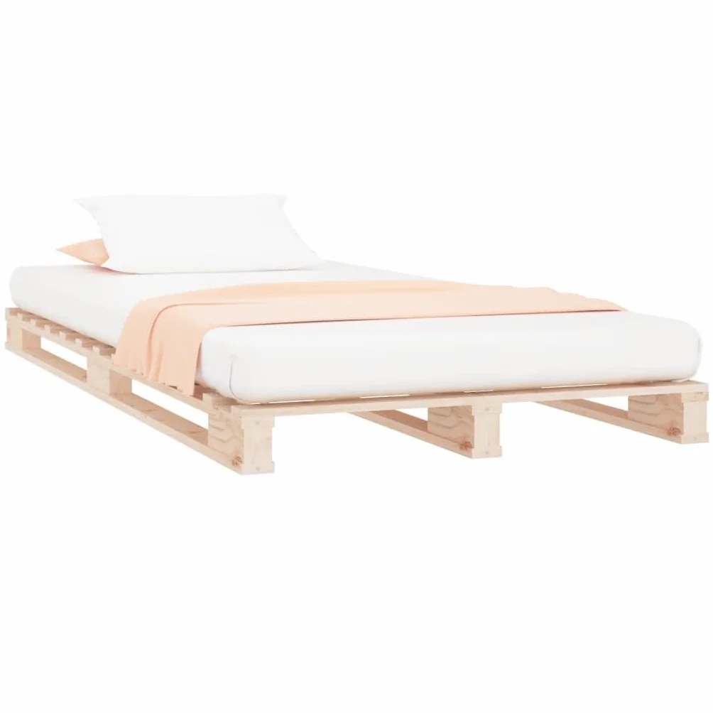vidaXL Cama de Palets Somier Dormitorio Base Habitación Muebles Mobiliario Hogar Cuarto Descanso Madera Maciza de Pino 75x190 cm