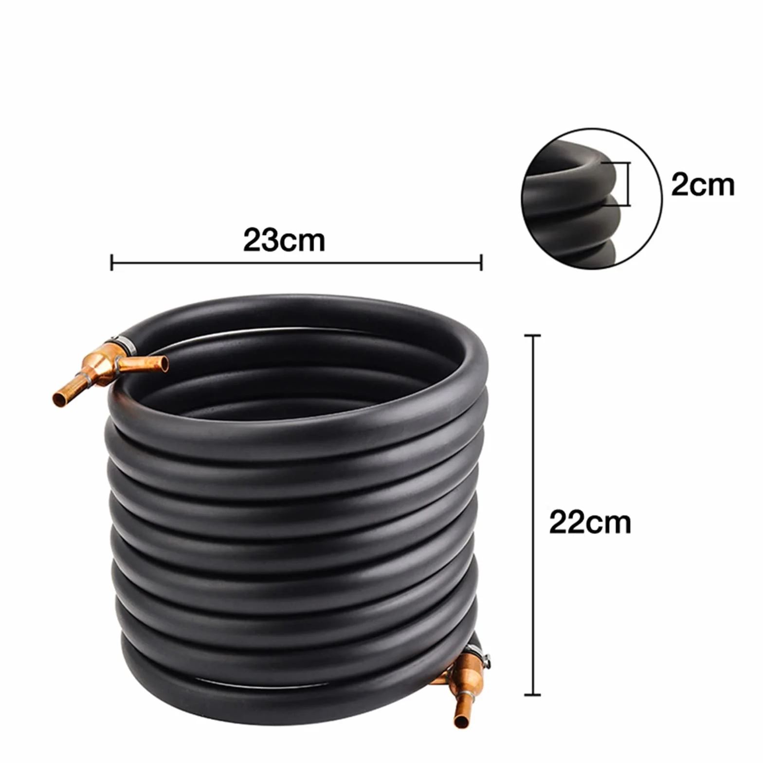 Enfriador de Mosto Intercambiador de calor hierba Interflamiento Controlador con tubos cobre, cerveza enrollante vino enfriador refrescante Manchine Housebrew Herramientas Cobre puro