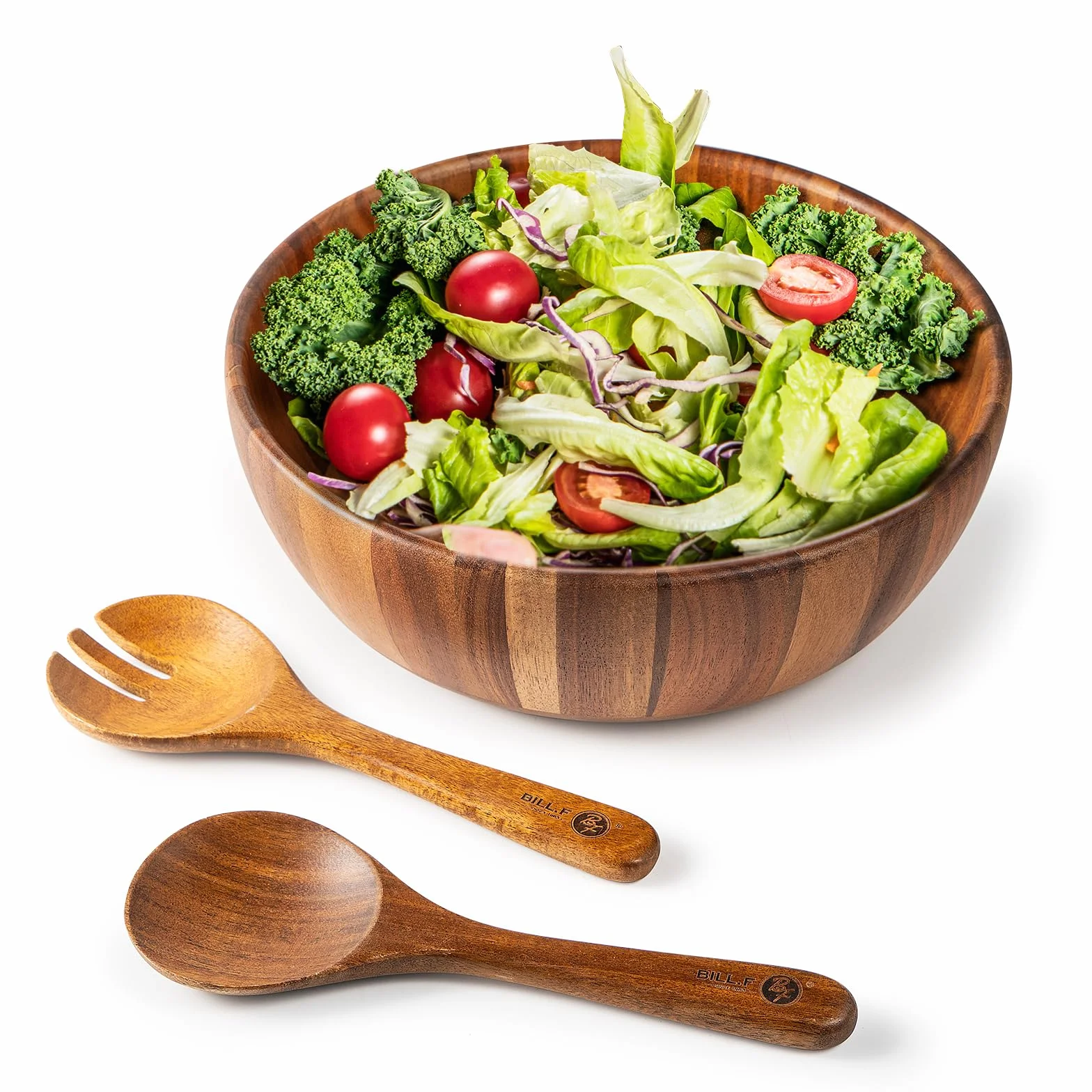 BF BILL.F SINCE 1983 Ensaladera de Madera de Acacia, Cuenco de Ensalada y Frutas del Servidor