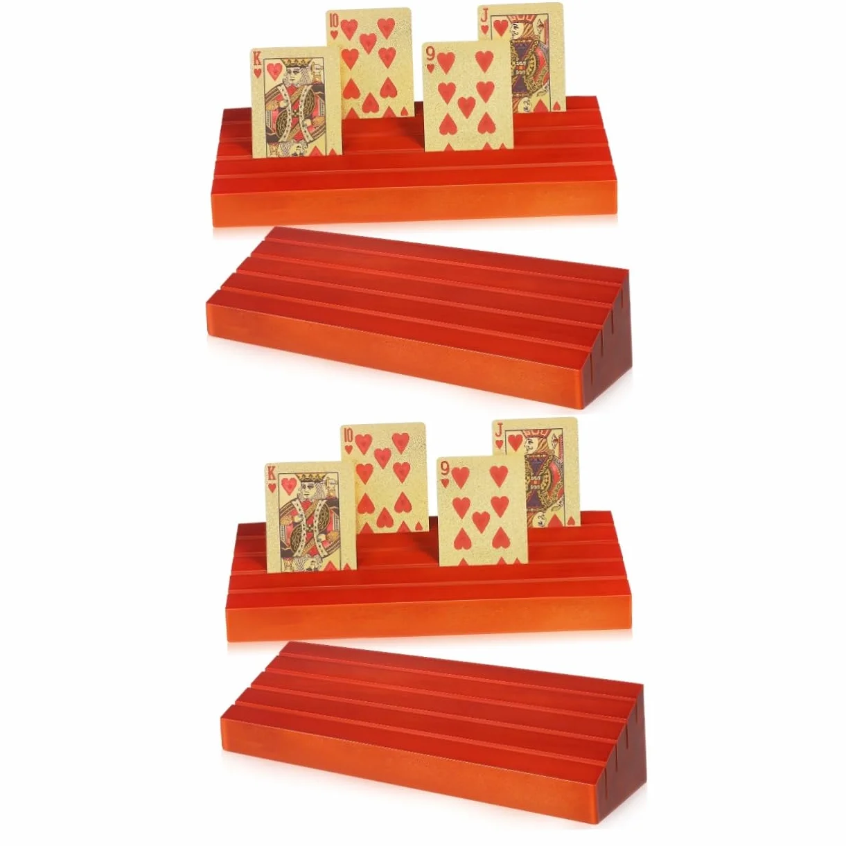 HEMOTON 4 Piezas 1 Titular de la Tarjeta de Juego Tarjetero Puente Tarjetero Canasta Soporte de Madera para Tarjetas Titular de la baraja de Cartas Bandeja de Tarjetas Madera de Pino