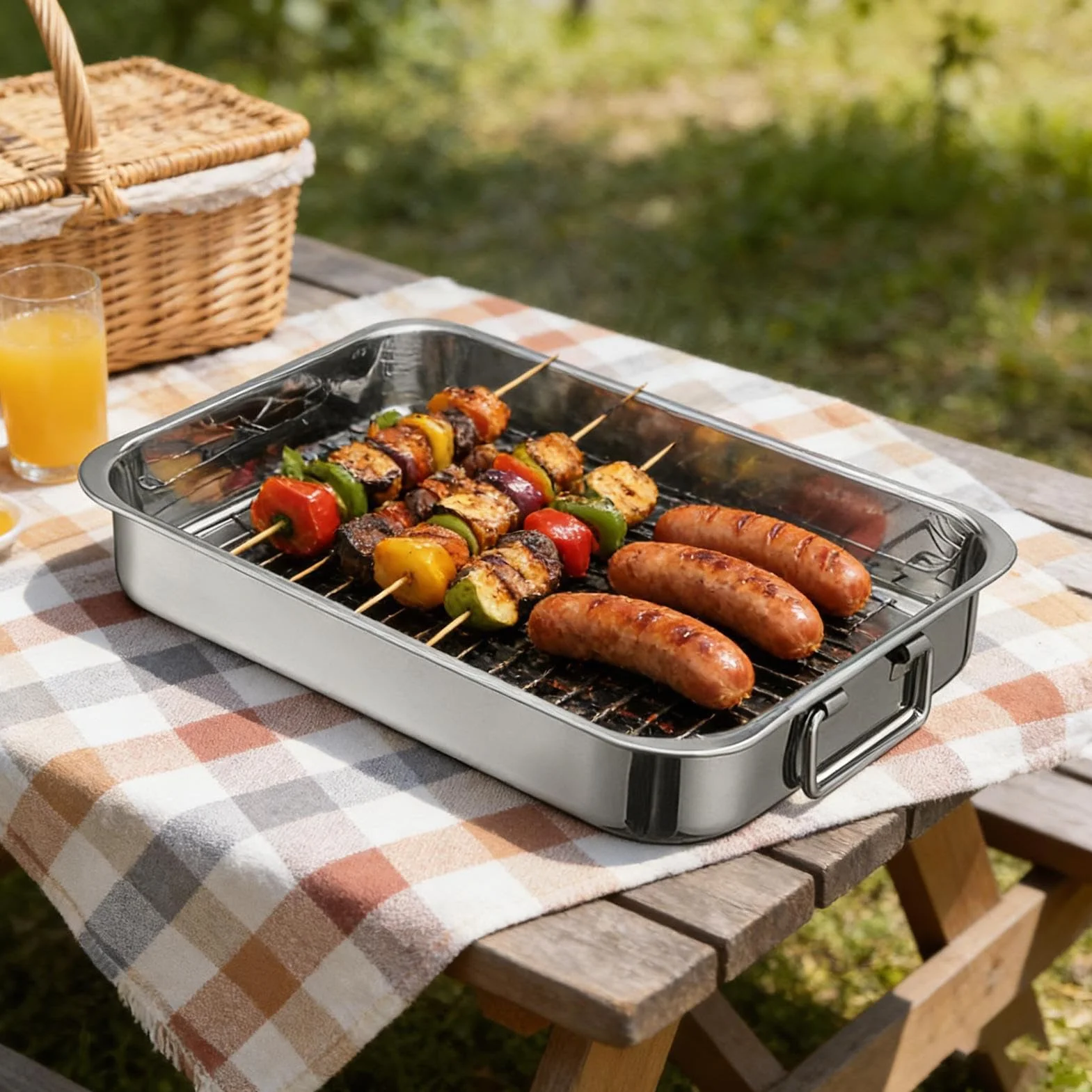 Bandeja para Utensilios De Cocina De Acero Inoxidable | Para Pollo Asado Para Cenas De Acción De Gracias Reuniones Familiares Principiantes Pollo Jamón