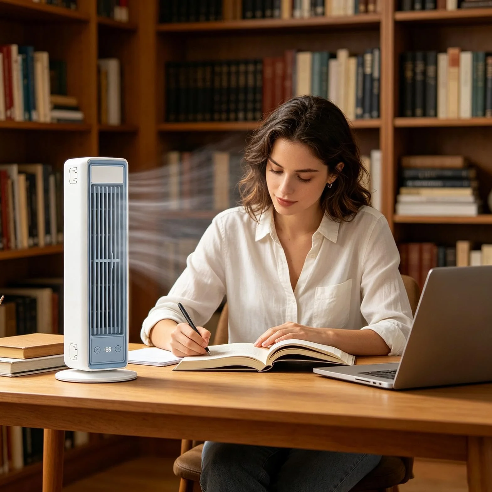 Genérico Torre Inteligente 4 Velocidades Carga USB Oscilante | Ventilador de dormitorio para cocina garaje autocaravana casa salón interior exterior