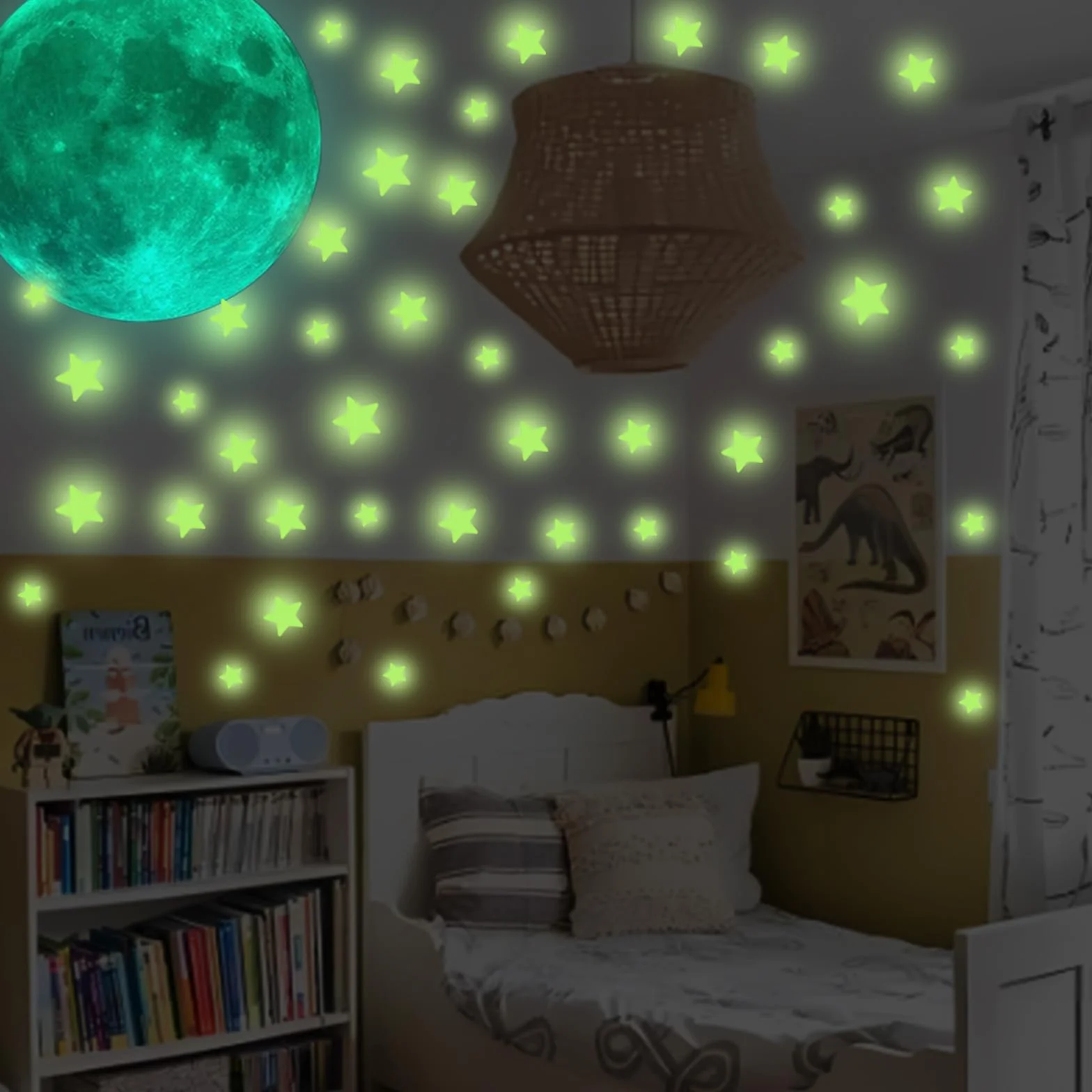 Pegatinas Estrella Luminoso 334 Piezas, Absorción Luz Estrellas Fluorescentes para Techo Decoración Dormitorio