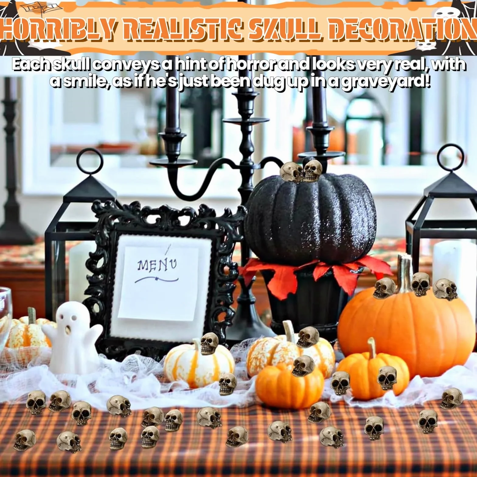 Mini Calaveras Decoración Halloween, Mini Cabezas Calavera Miedo, Juguetes Esqueleto Pequeños de Resina, Figura de Cráneo Decoración de Broma para Maceta, Halloween, Fiesta Temática, 20 Unidades