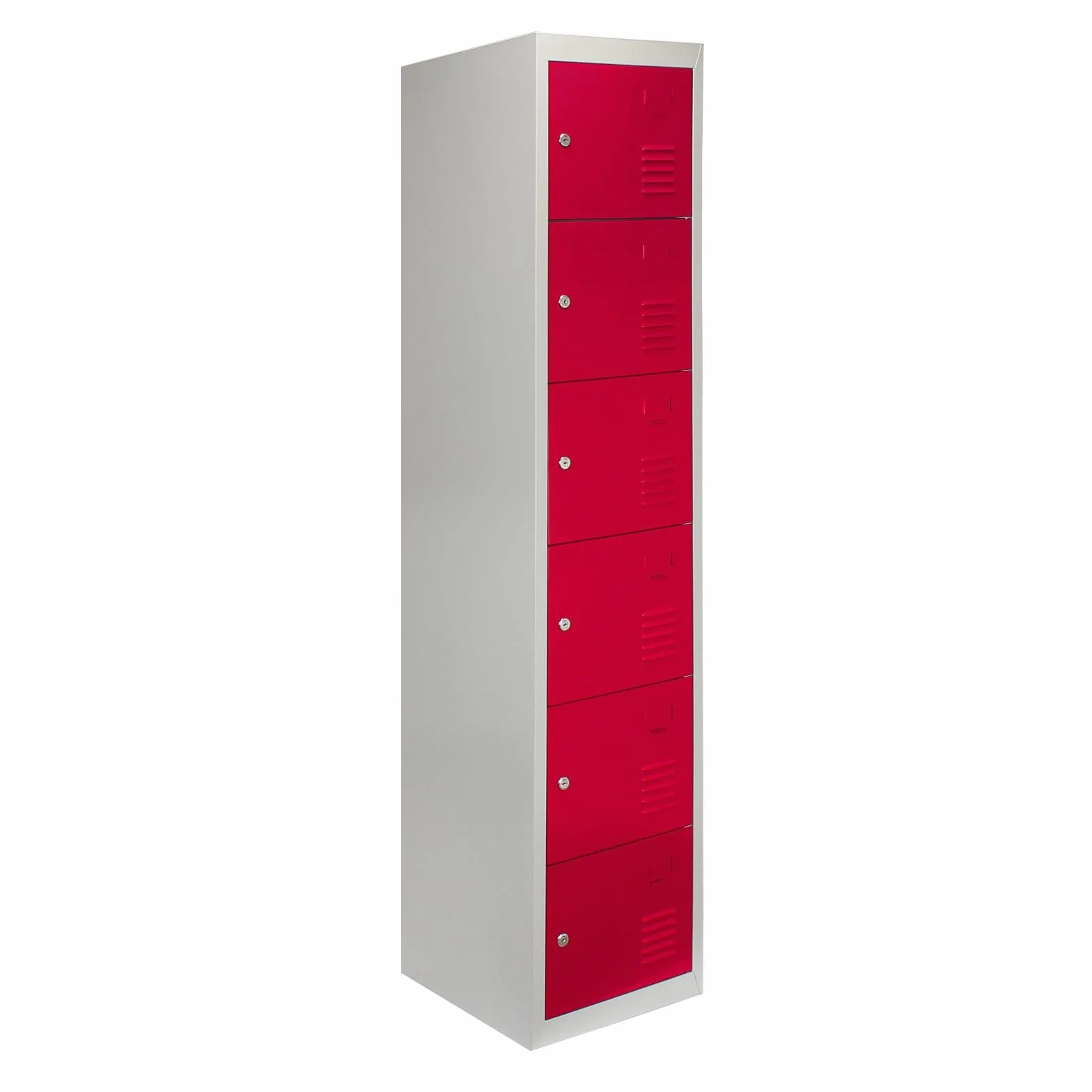 MonsterShop - Taquilla Metálica para Montar con 6 Puertas Rojas 45x38x180cm con Estantes llaves Imanes Portatarjetas Nombre Número Casillero Metalico Metal Locker Escuela Gimnasio Vestuario y Oficina