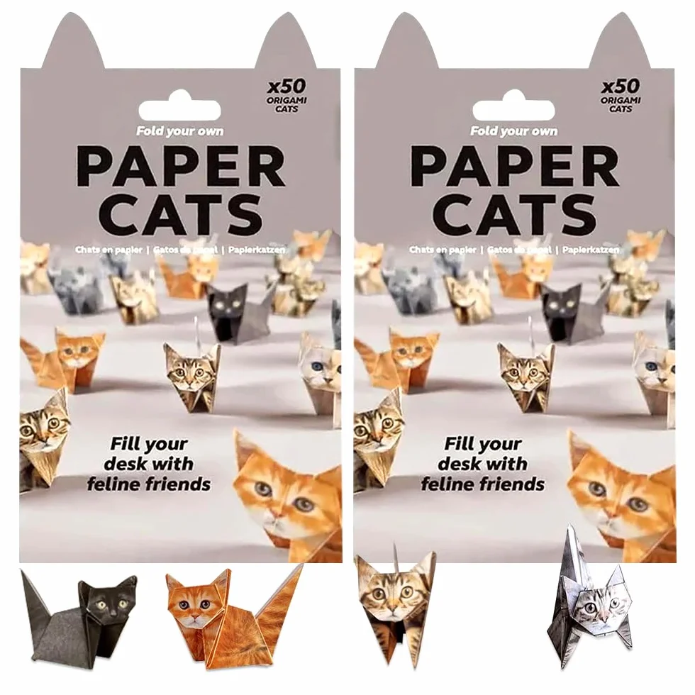 Origami Gatos Kit 100 Hojas Papel DIY Manualidades Animales Decoración Escritorio