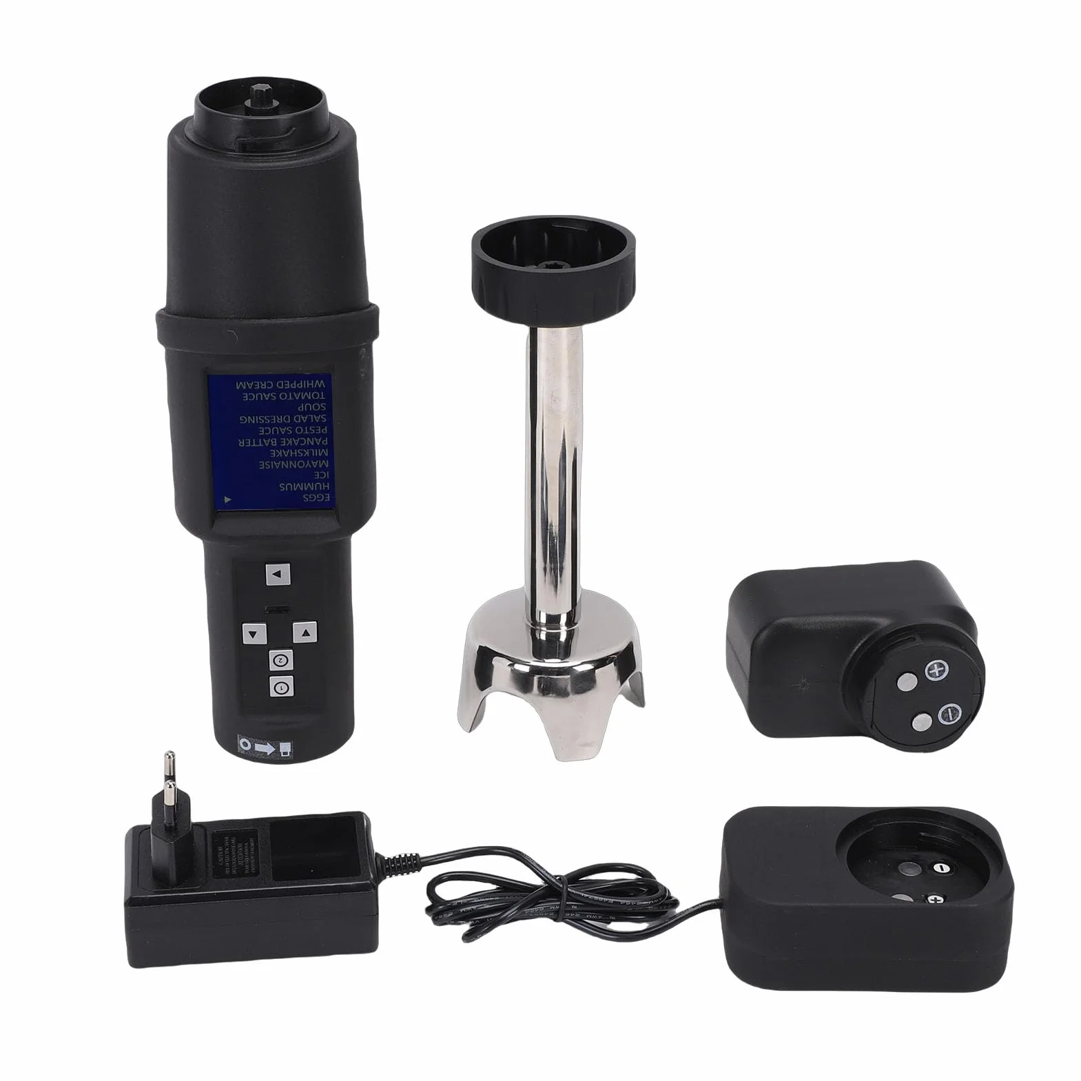 ViaGasaFamido Batidora de Mano Comercial de 300 W, Batidora Industrial, Profesional con Motor sin Escobillas, Velocidad Variable de 3000 a 12 000 RPM, de Acero Inoxidable de (Enchufe de la UE)