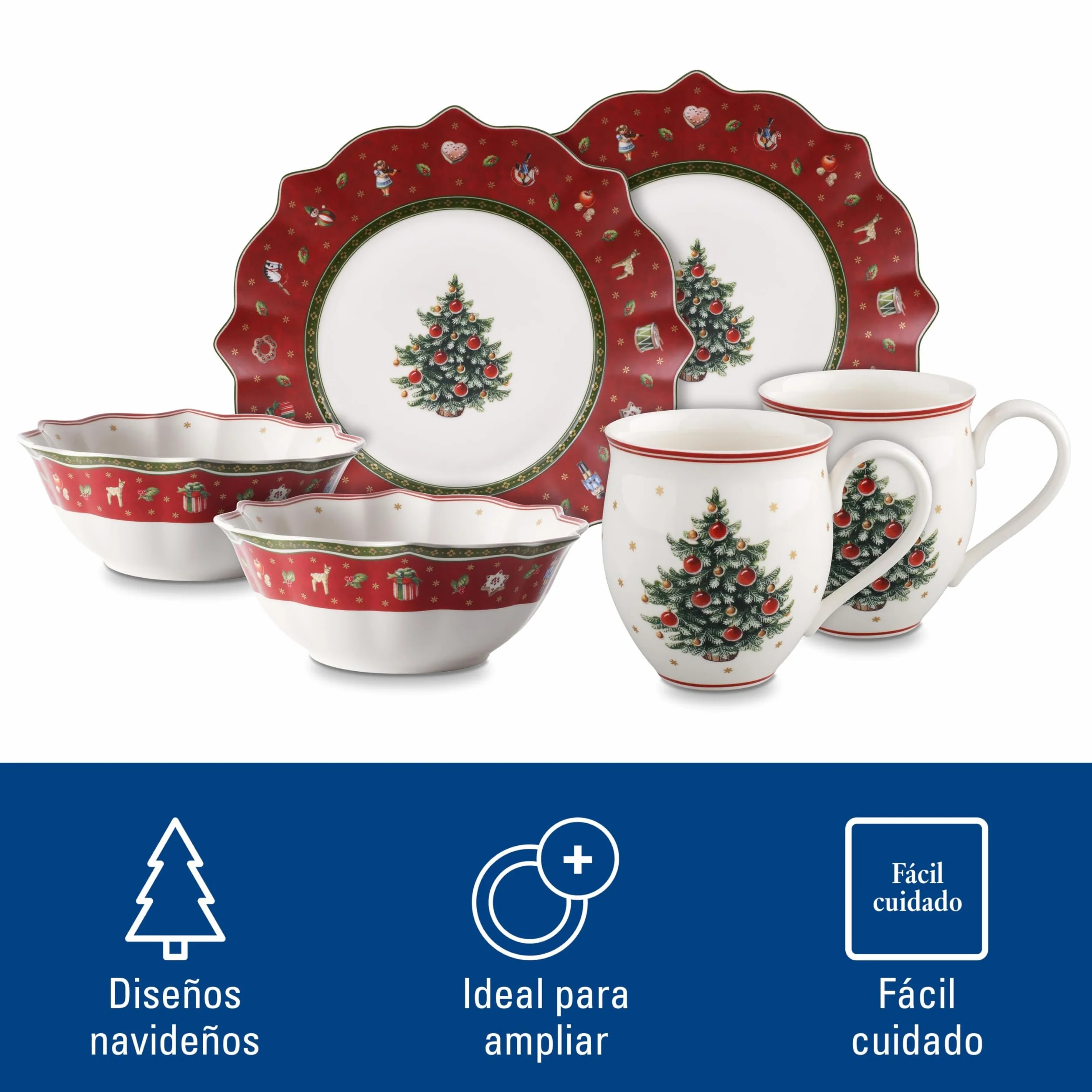 Villeroy & Boch 1485857281 Toy's Delight Breakfast for Two Servicio de desayuno para 2 personas, Porcelana Premium, Rojo, Juego de 6 piezas