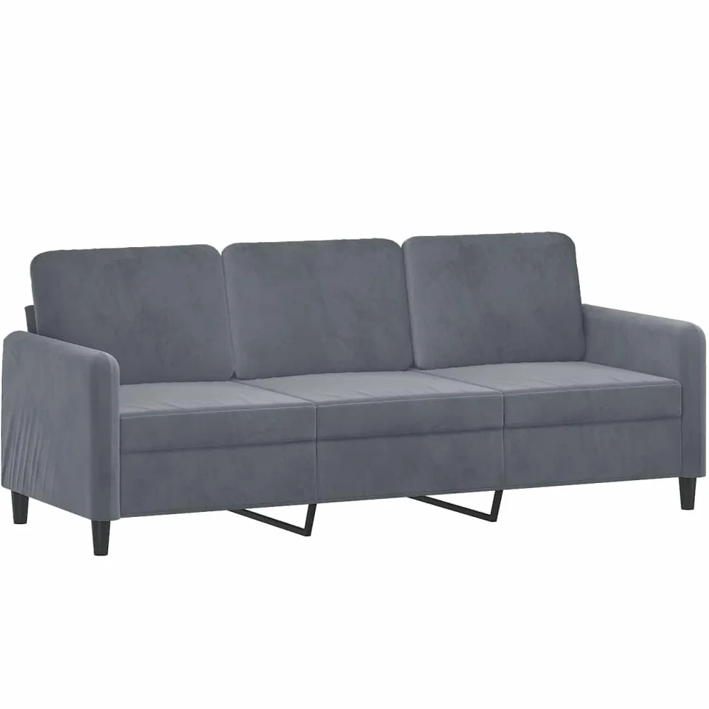 vidaXL Sofá de 3 plazas Terciopelo Gris Oscuro 180 cm