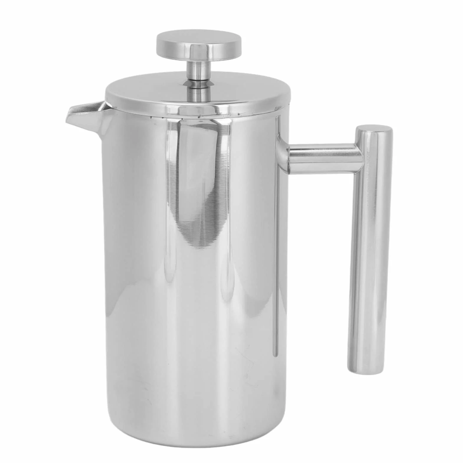 Cafetera de Prensa Francesa, Cafetera de Prensa de Café Francesa de Acero Inoxidable de Doble Capa, Olla de Prensa Francesa Portátil para el Hogar(1000ml-plata)