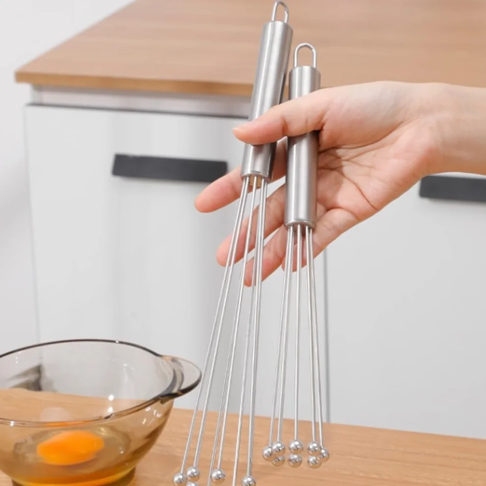 Batidor Varillas Cocina Batidor De Huevos Manual De Acero Inoxidable Mezclador De Cocina De Bola Adecuado For Revolver Mezclar Batir Barillas Batir Batidor De Huevo(25cm)