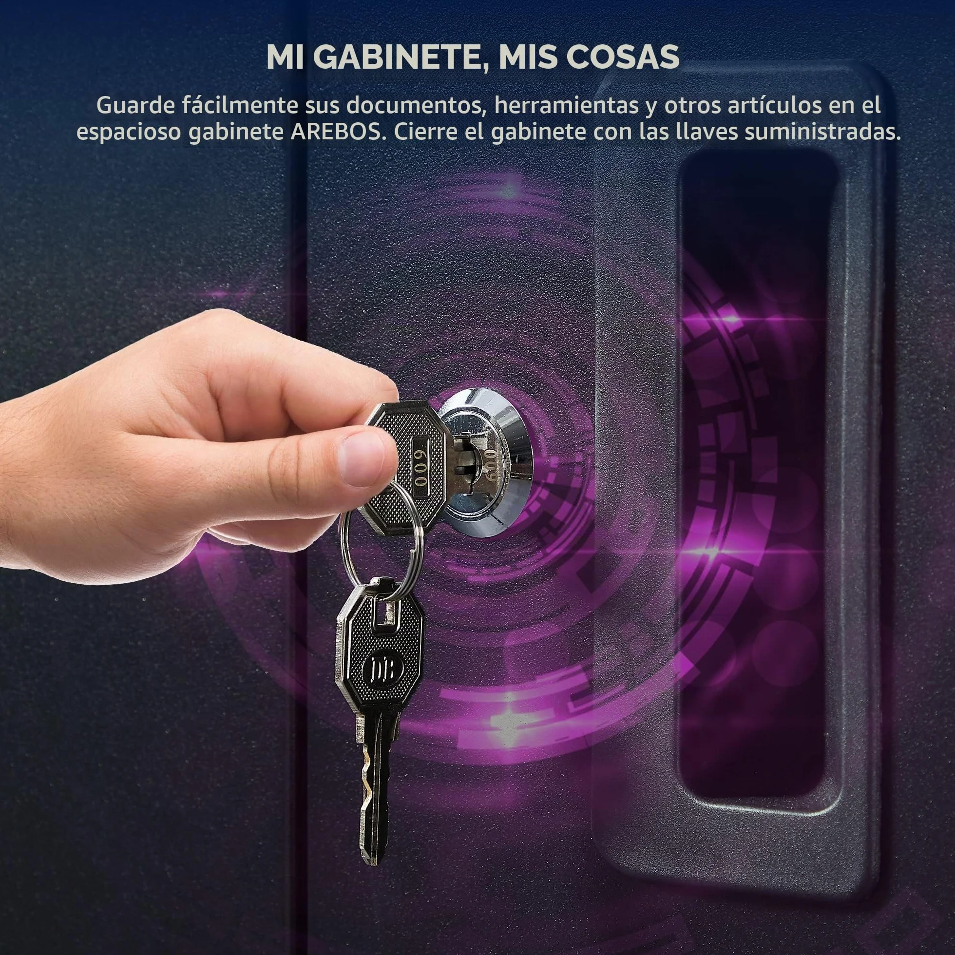 Arebos Armario de Oficina y Almacenamiento | 4 Estantes de Altura Ajustable | 90x90x40 cm | Negro