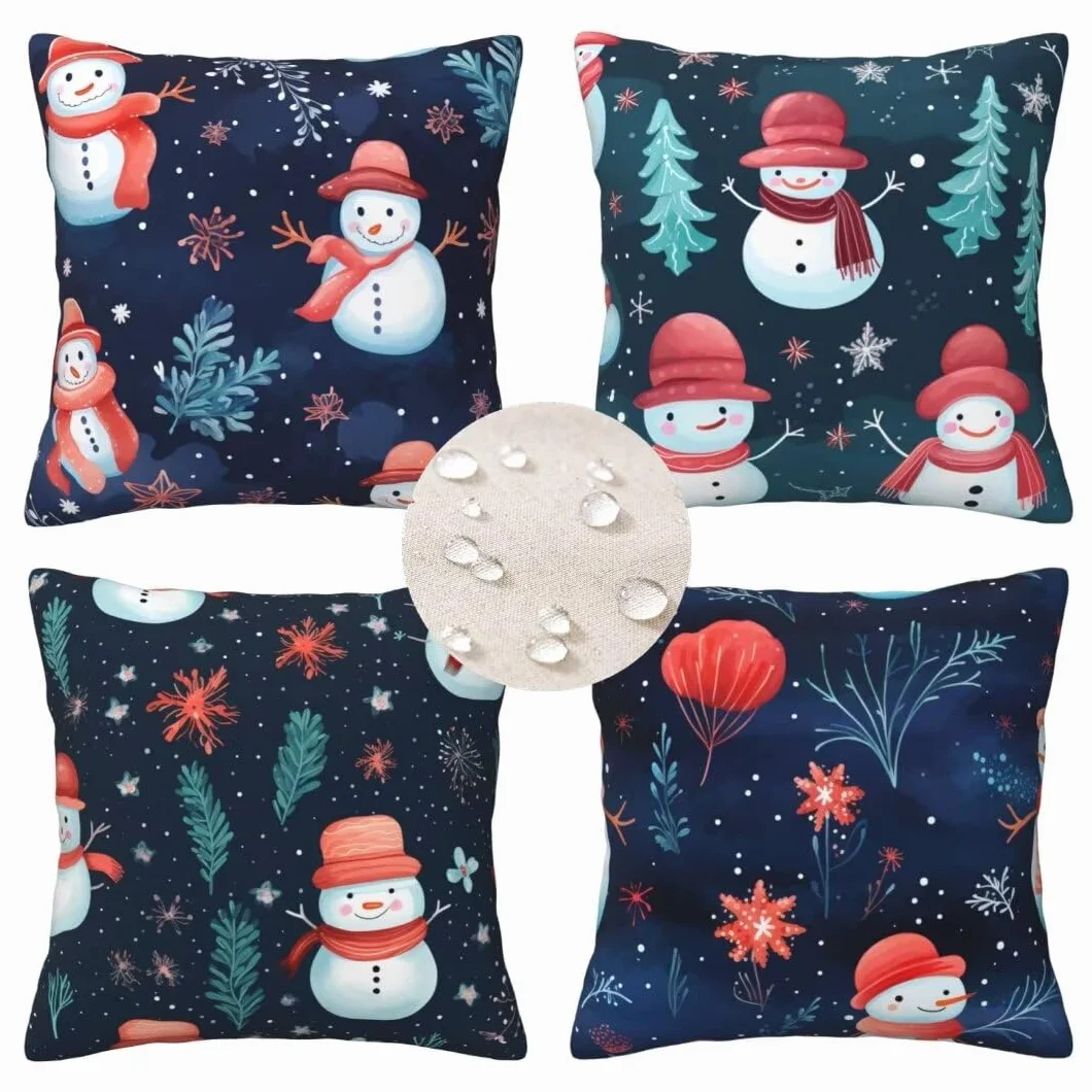 Funda Cojin 65x65 Fundas Cojines Decoración Navideña Cojines Exterior, Juego de 4 Cojines Exterior Impermeable Fundas Cojin, Cojines para Exterior Funda Cojin Decoracion Salon Jardín Patio Home X201