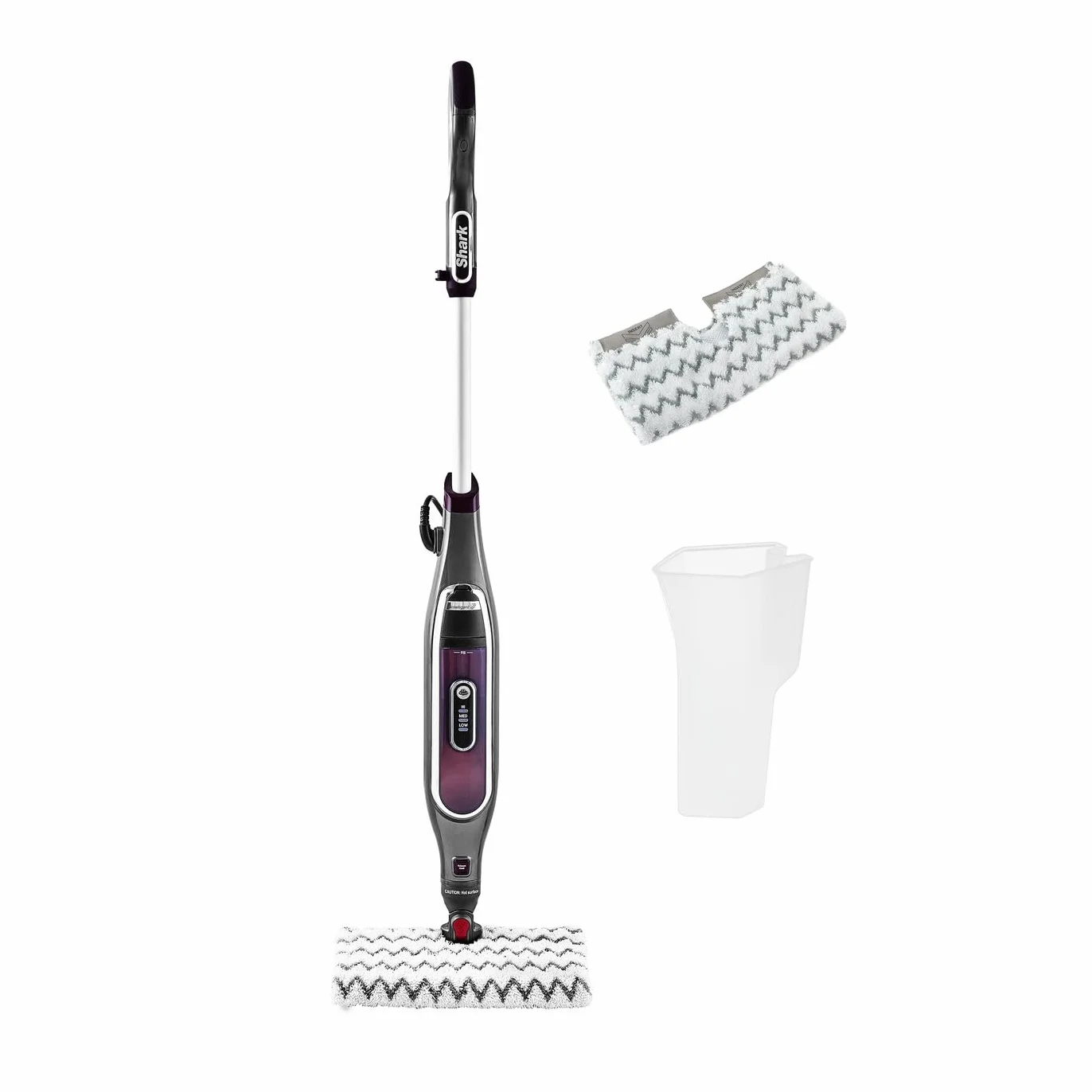 Shark Mopa de vapor automática Klik n' Flip [S6003UK] 3 ajustes, cable de 8 m, burdeos/gris acero