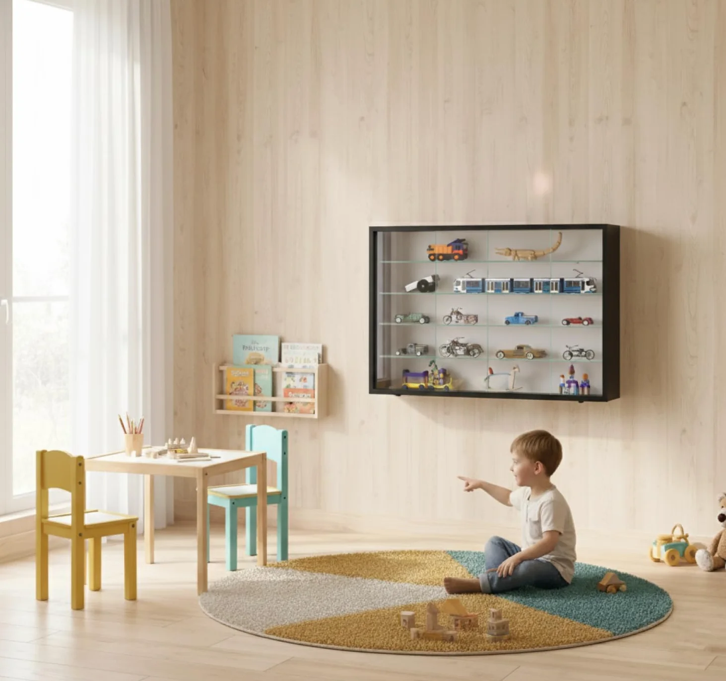 VDD Vitrina de pie colgante – puertas correderas – 75 x 55 x 14 cm