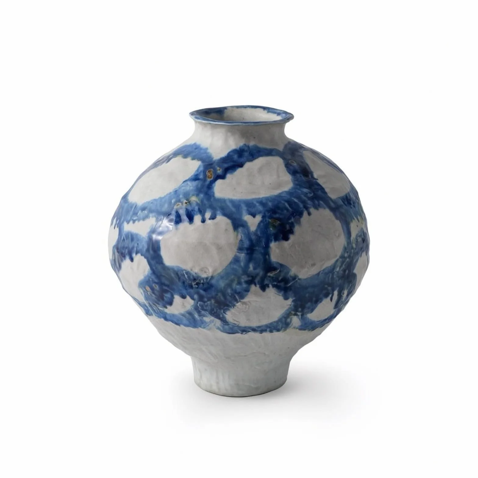 Jarrón Cerámico Jarrón Decorativo Florero Macetero Florero de Suelo con Cuerpo Alto y Cuello Estrecho Acabado Artesanal, 30 29.5 H33.5cm, C款 Hand-Painted Blue High Style