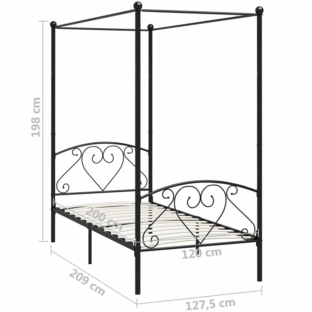 vidaXL Estructura Cama con Dosel sin colchón Metal Negro 120x200 cm
