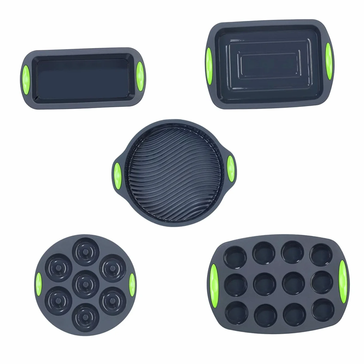 Juego de 5 Moldes de Silicona Flexible y Resistente al Calor para Hornear Pasteles Cocina, Herramienta Multiusos para Aficionados la Repostería