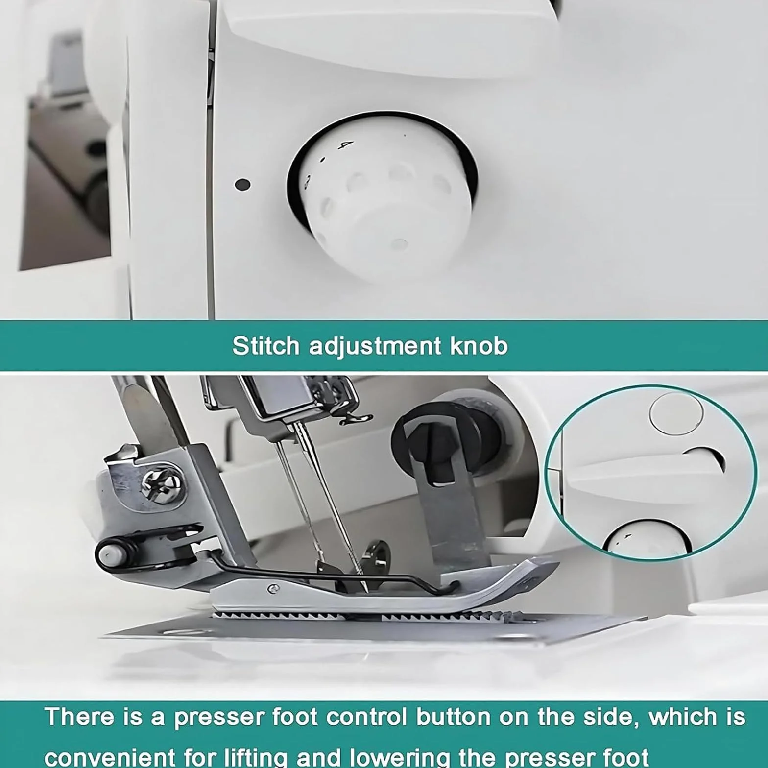 Máquina de coser Overlocker Serger con capacidad de puntada múltiple, longitud de puntada ajustable y compatibilidad de tela resistente
