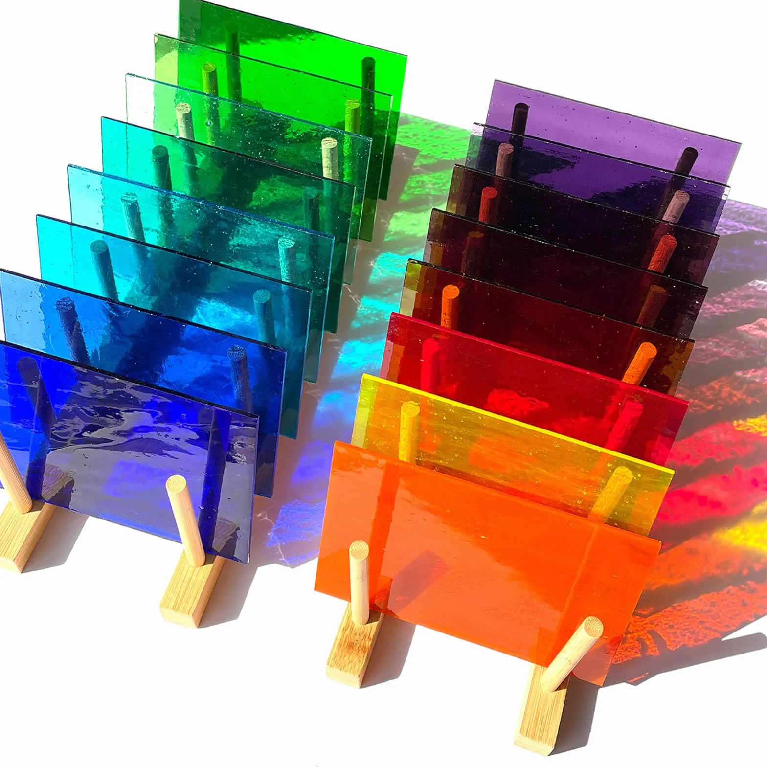 LITMIND 16 hojas de vidrieras transparentes, azulejos de mosaico de 4 x 6 pulgadas para manualidades, vidrio de arte catedral de colores surtidos para hacer proyectos